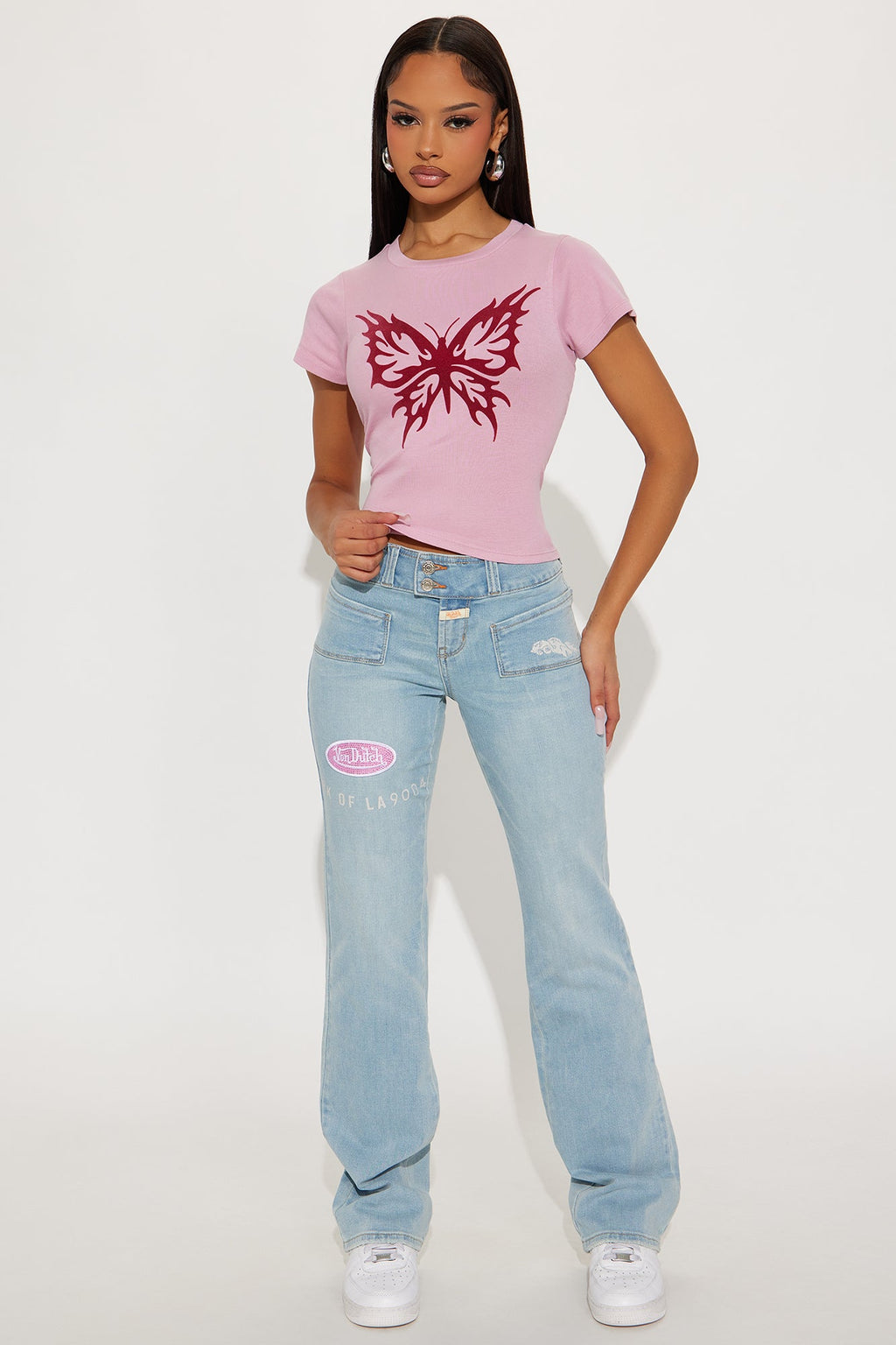 Von Dutch Y2K Low Rise Bootcut Jeans - Light Wash