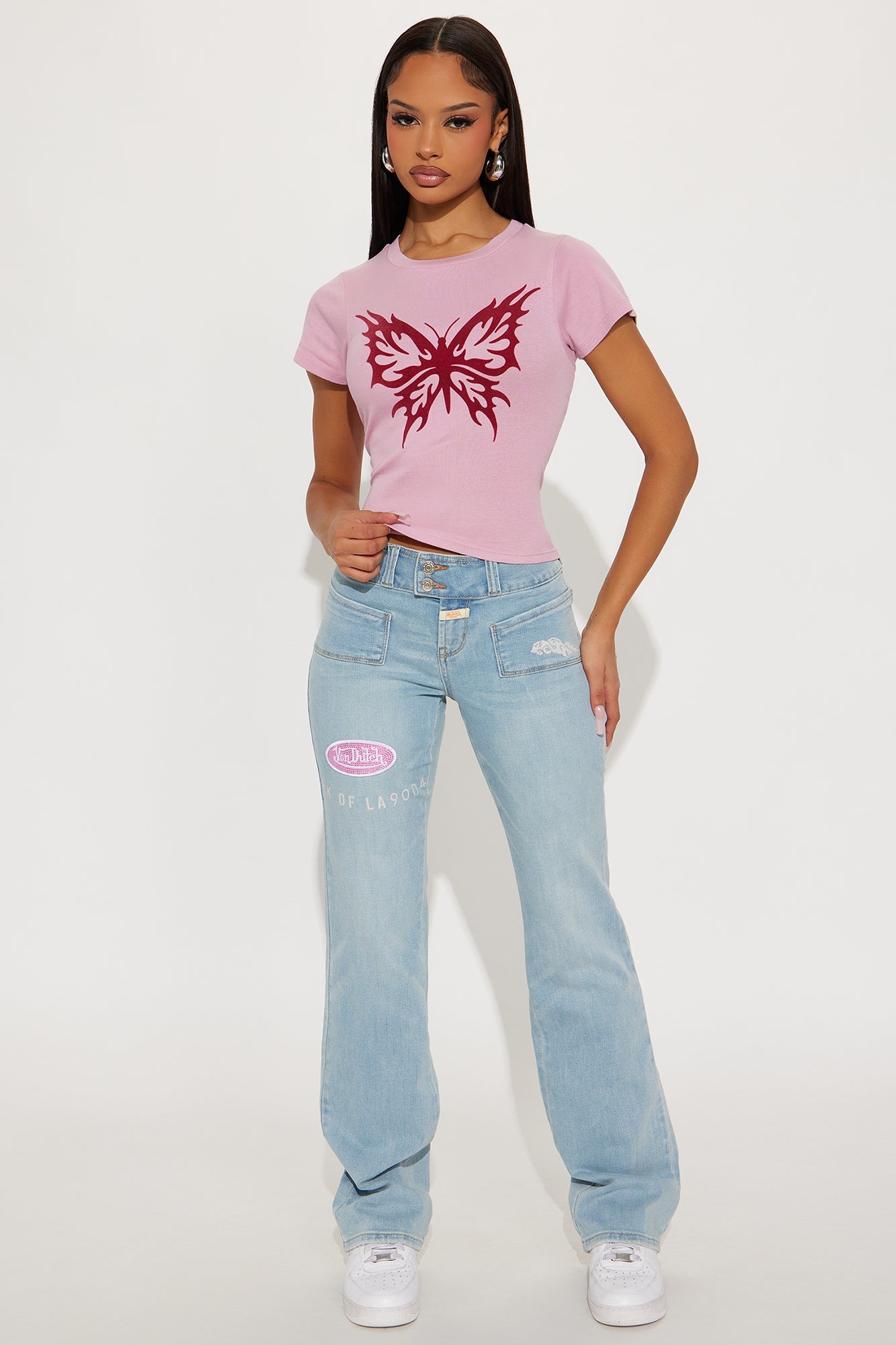 Von Dutch Y2K Low Rise Bootcut Jeans - Light Wash