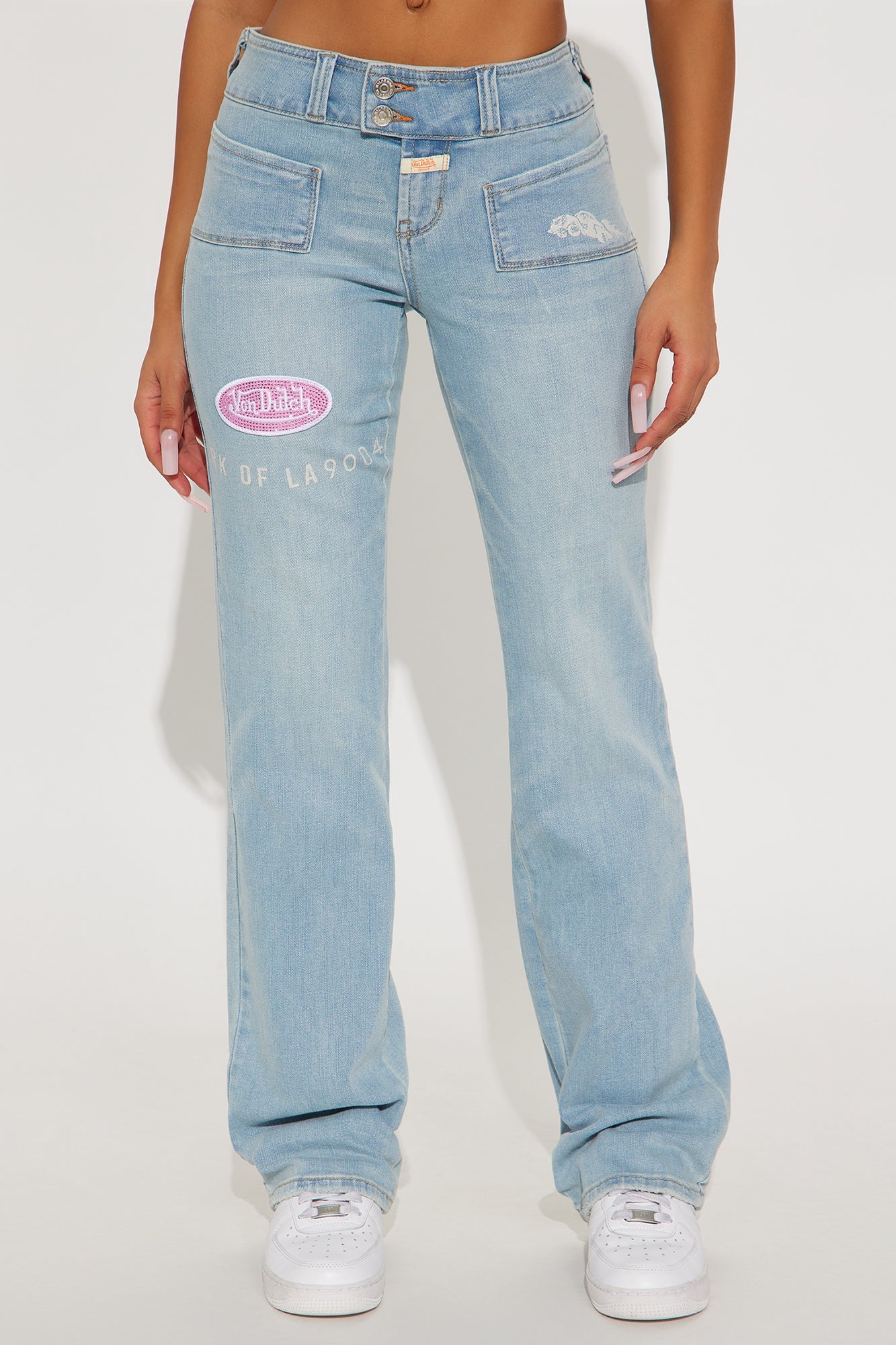 Von Dutch Y2K Low Rise Bootcut Jeans - Light Wash