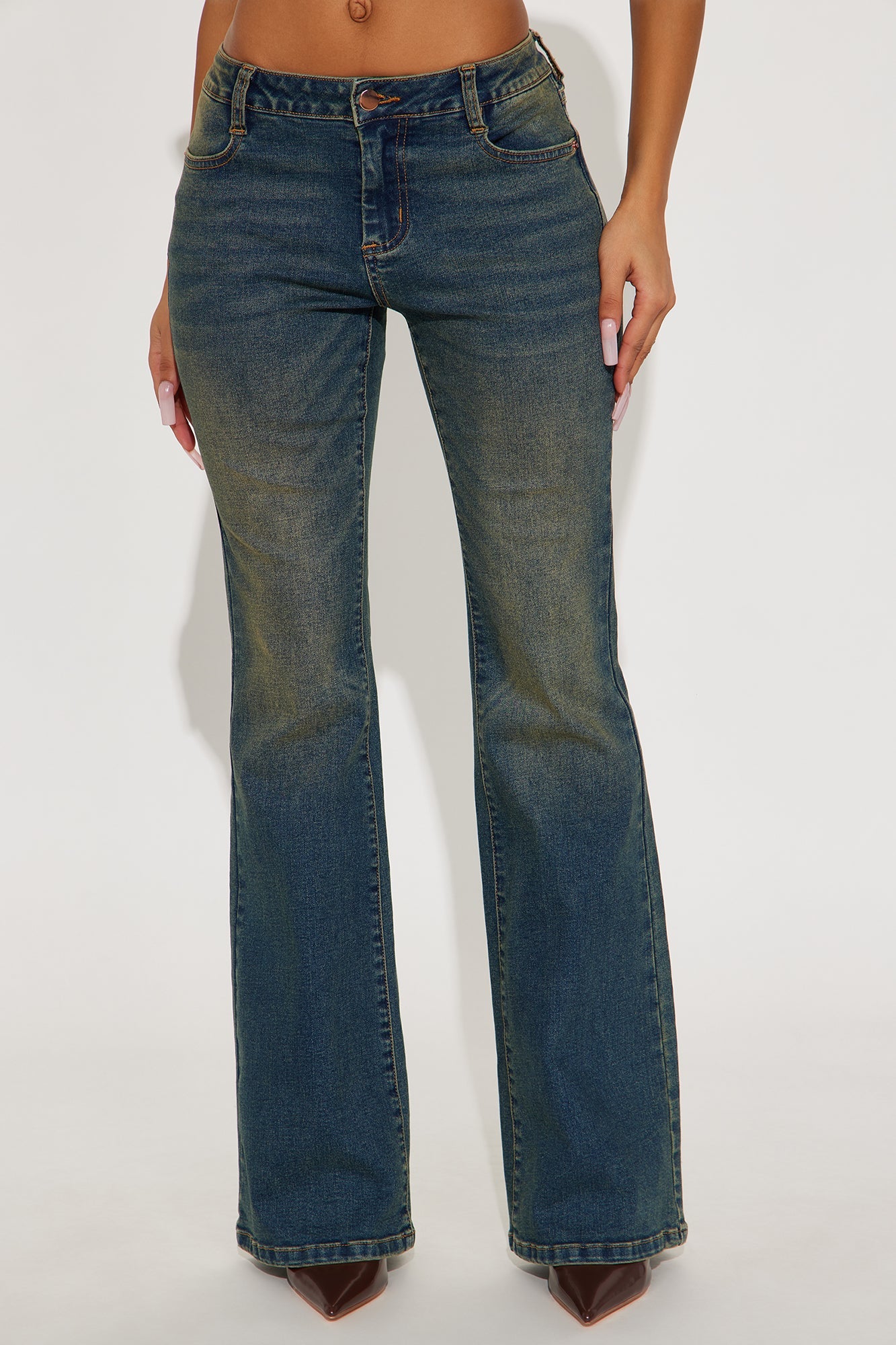 Country Soul Lace Up Flare Jeans - Vintage Wash