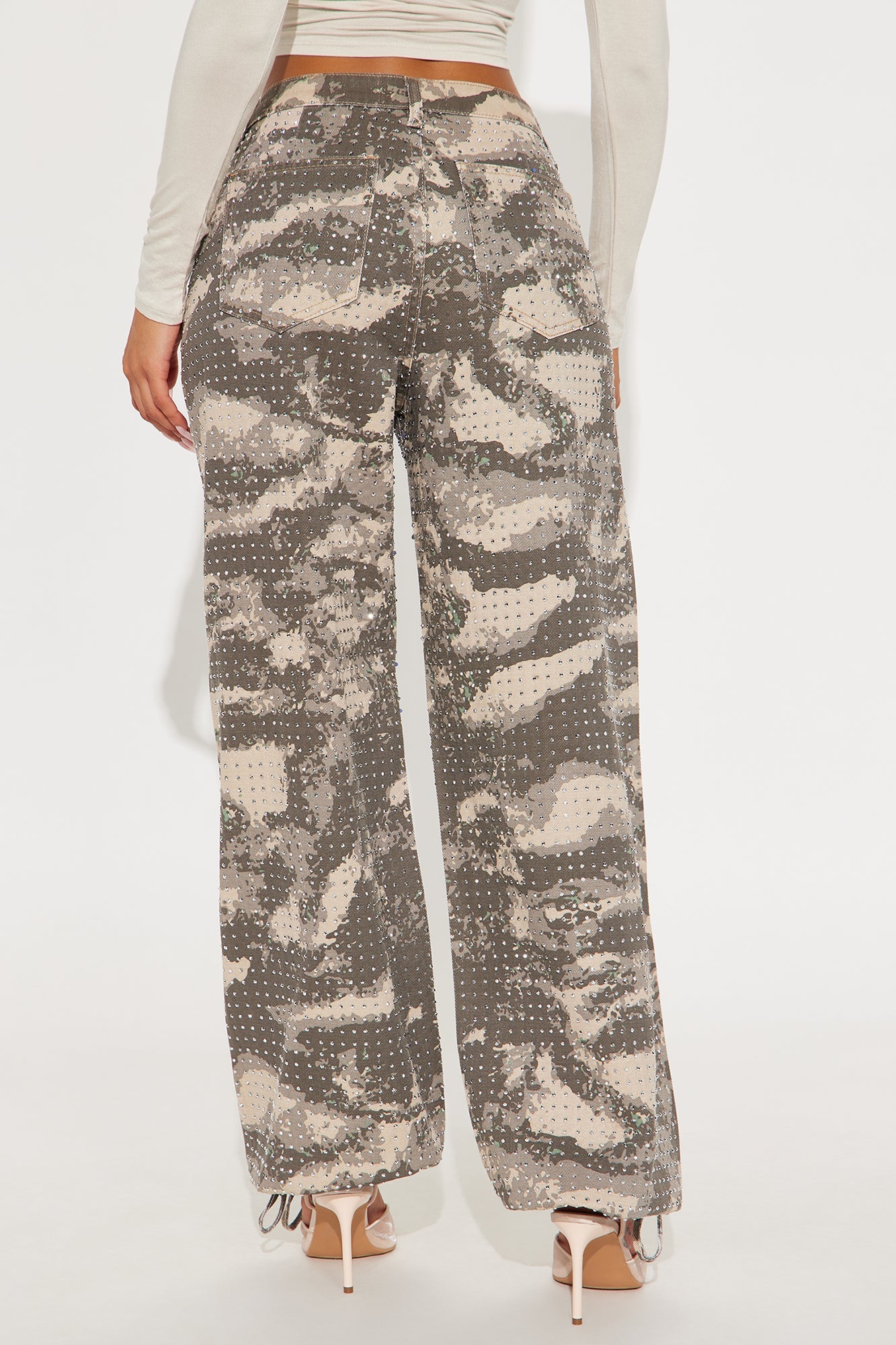 Look Don't Talk Embellished Camp Print Jogger Pant - Camouflage