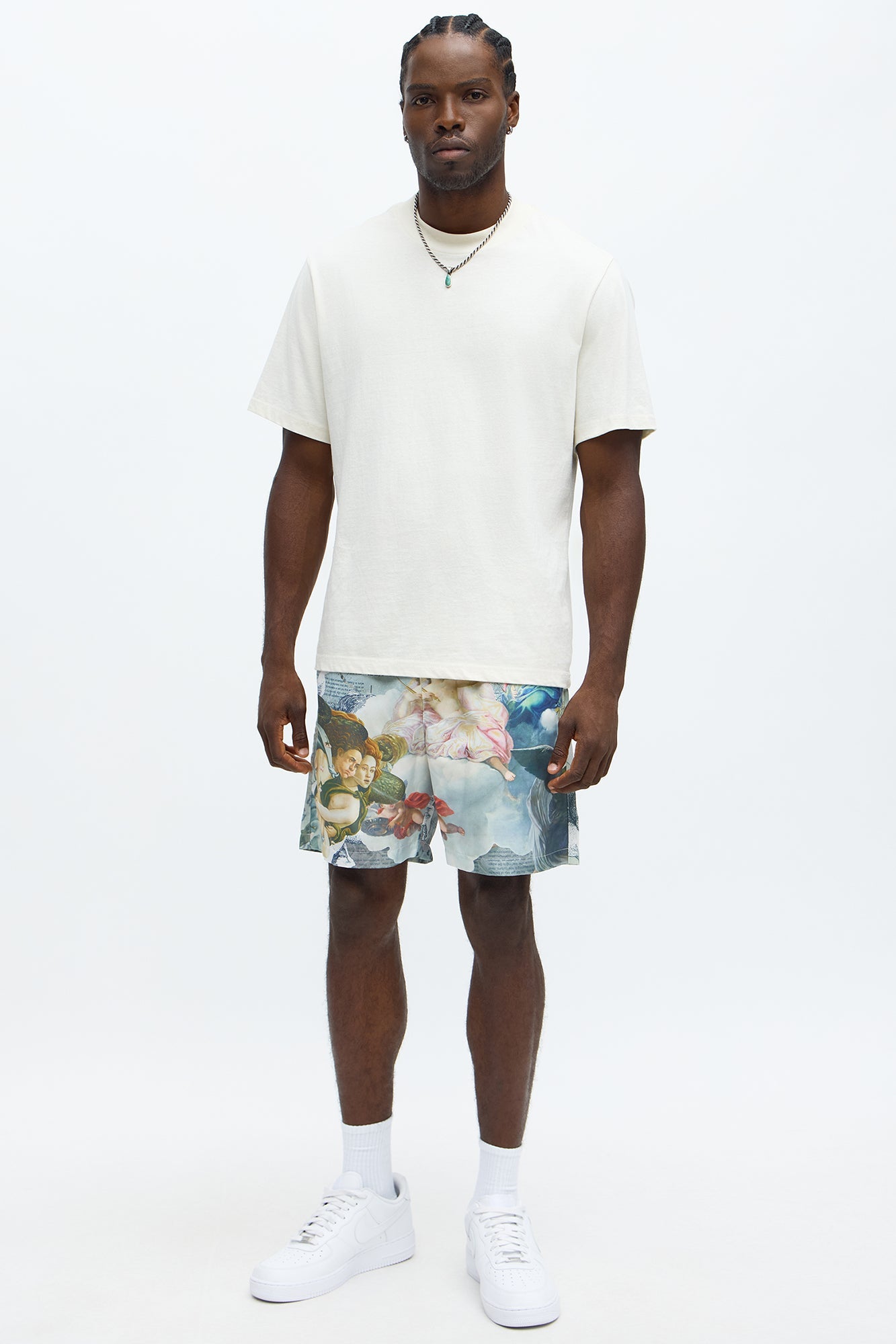 Relaxed Graphic Jersey Basketball Shorts - Multi Color