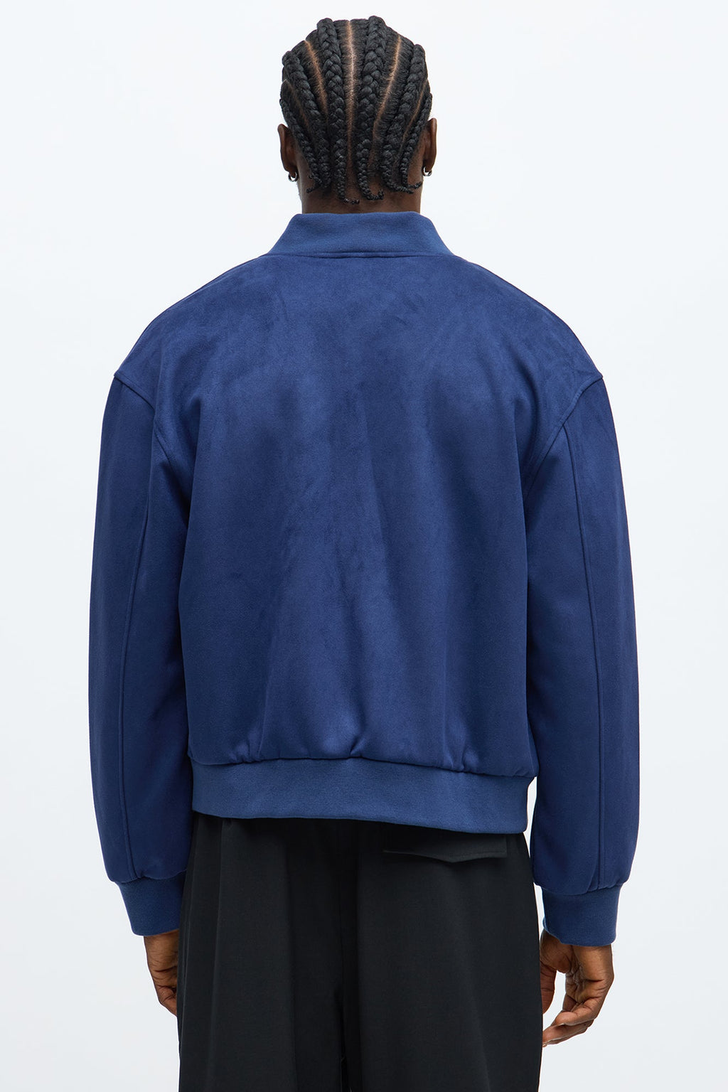 Cropped Hittin' The Streets Suede Bomber Jacket - Blue
