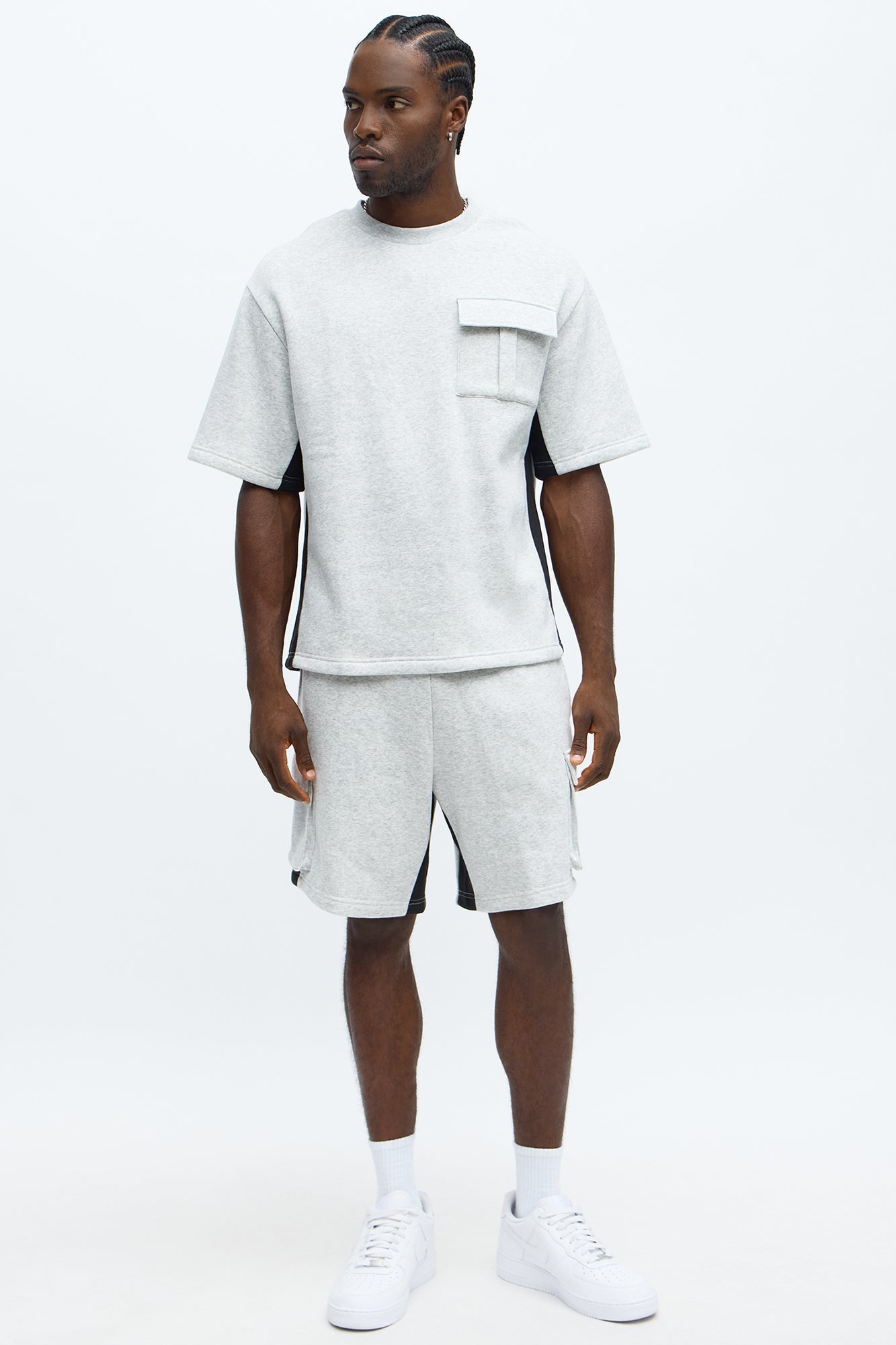 Tyson Paneled Cargo Short Sleeve Tee - Heather/Combo