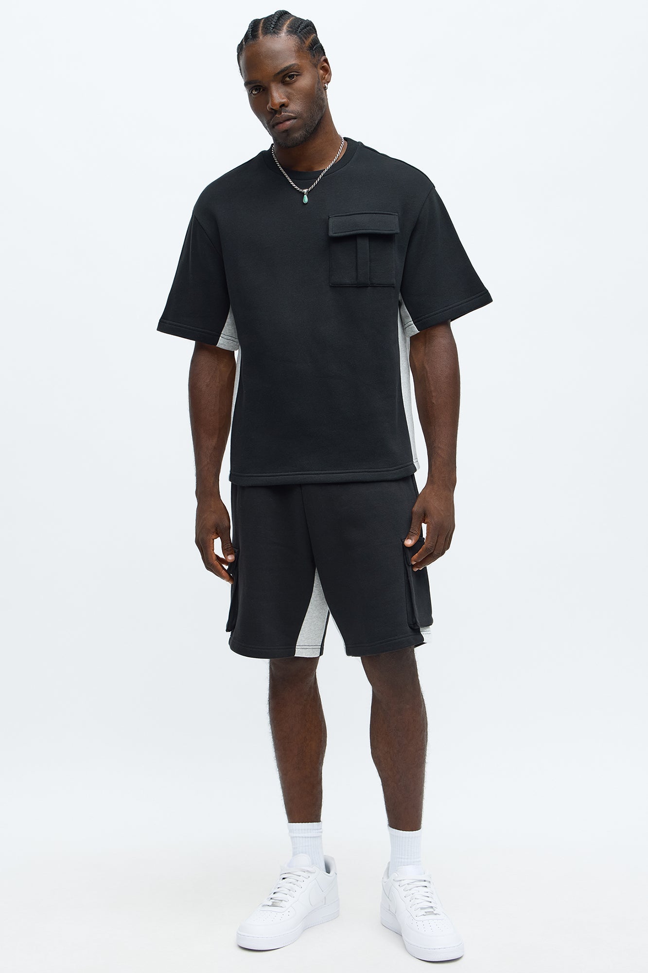 Tyson Paneled Cargo Short Sleeve Tee - Black/combo