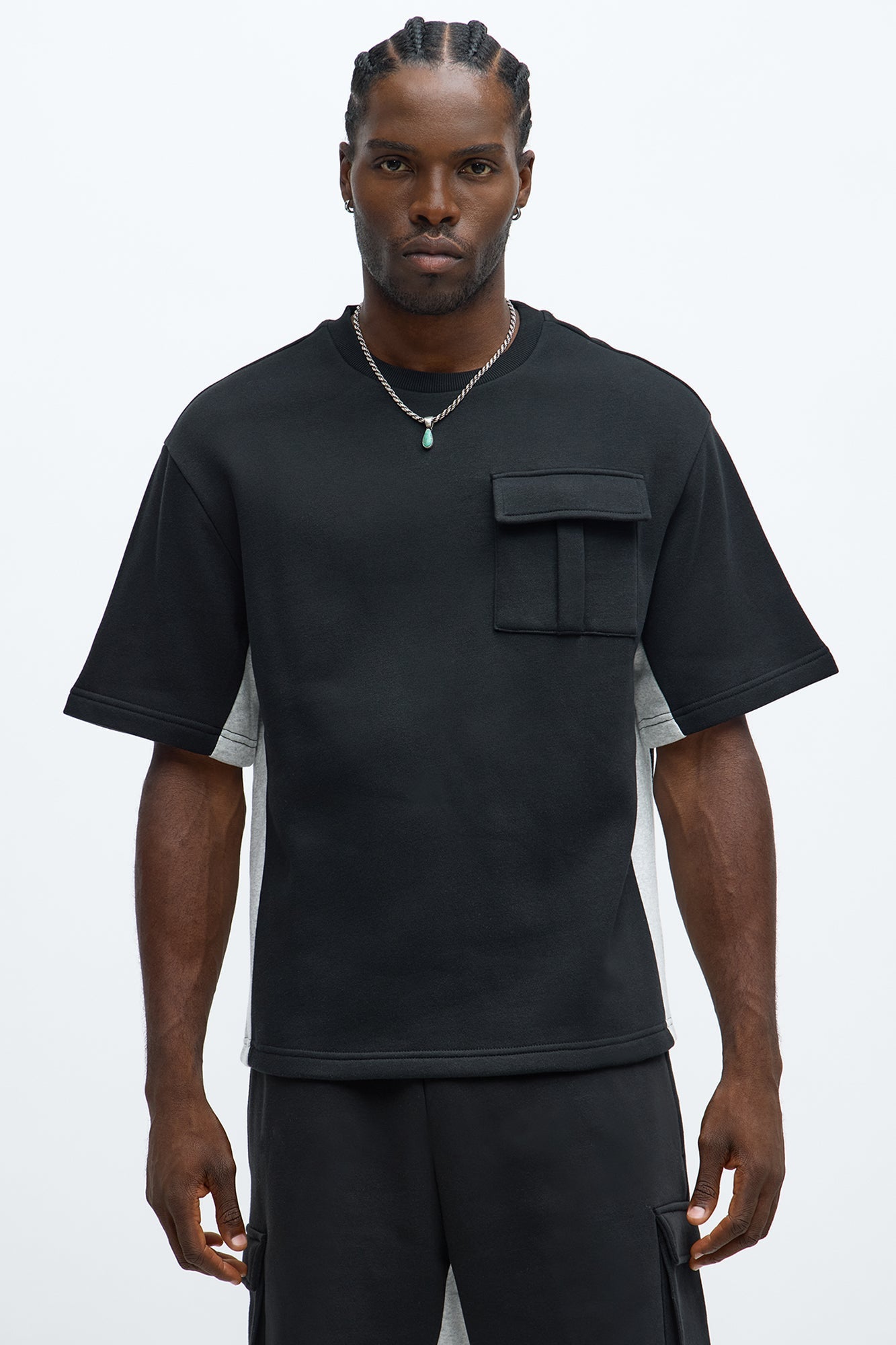 Tyson Paneled Cargo Short Sleeve Tee - Black/combo