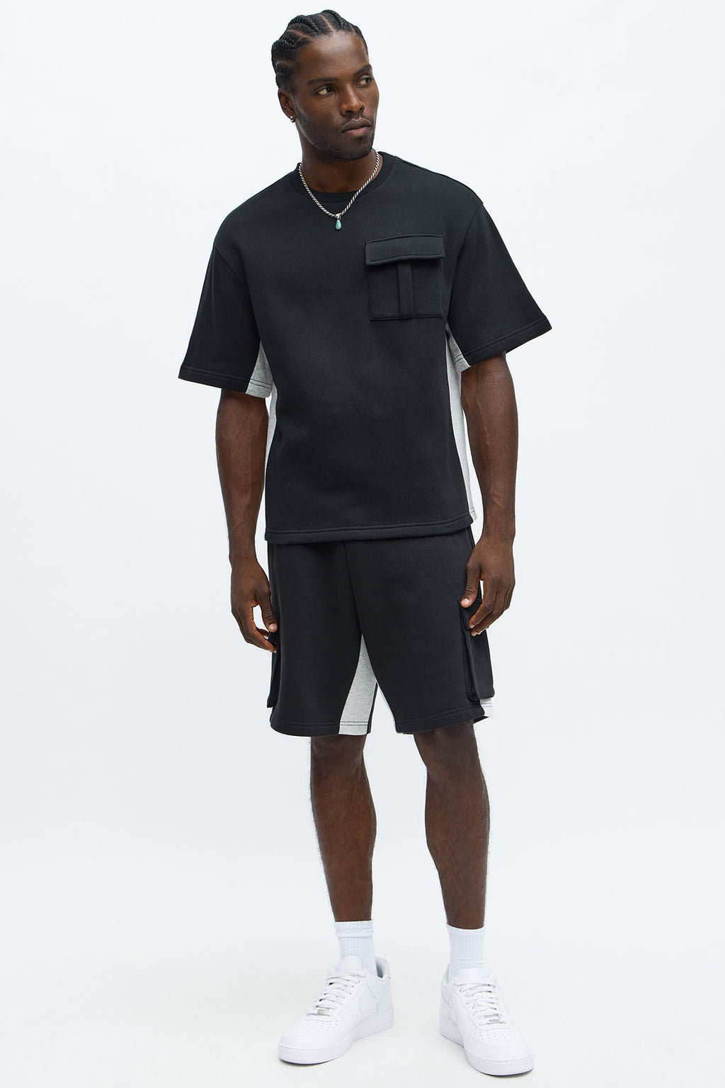 Tyson Relaxed Paneled Cargo Shorts - Black/combo