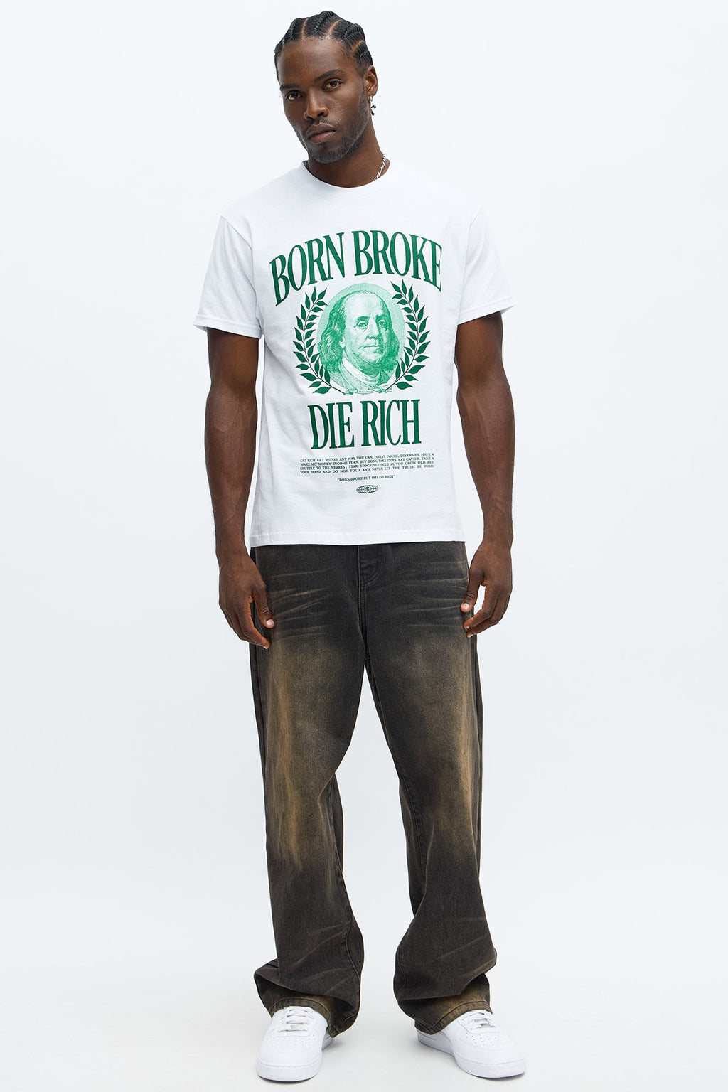 Born Broke Die Rich Short Sleeve Tee - White