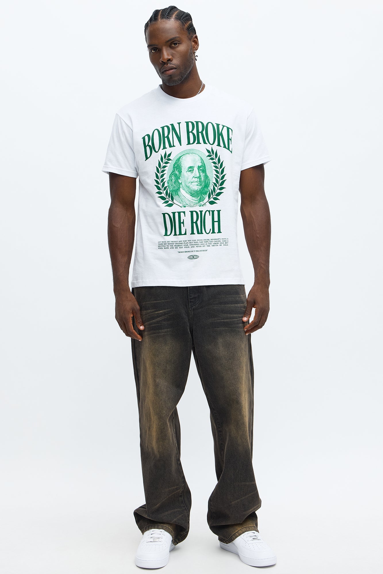 Born Broke Die Rich Short Sleeve Tee - White