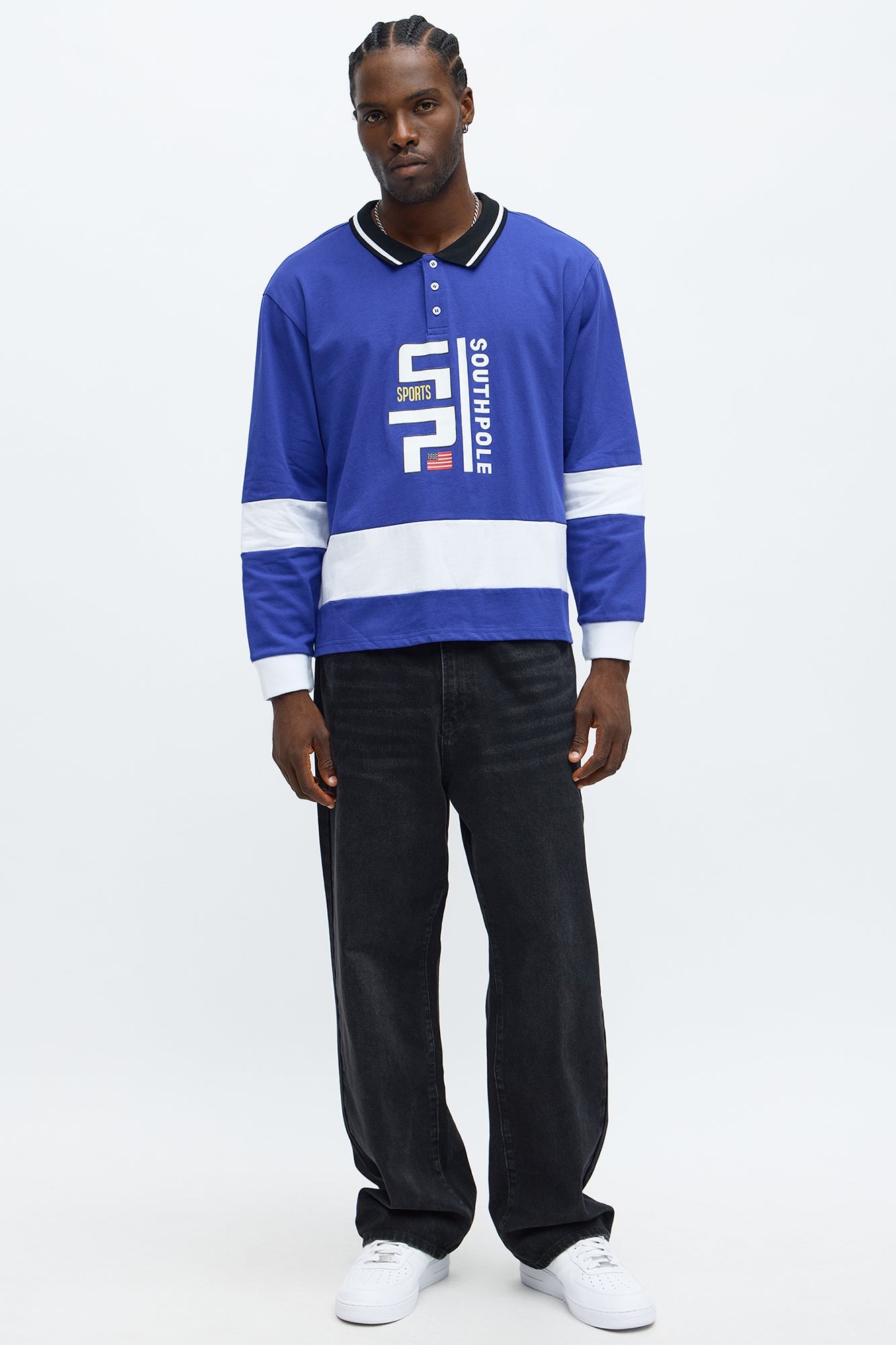 Southpole Long Sleeve Logo Polo - Royal