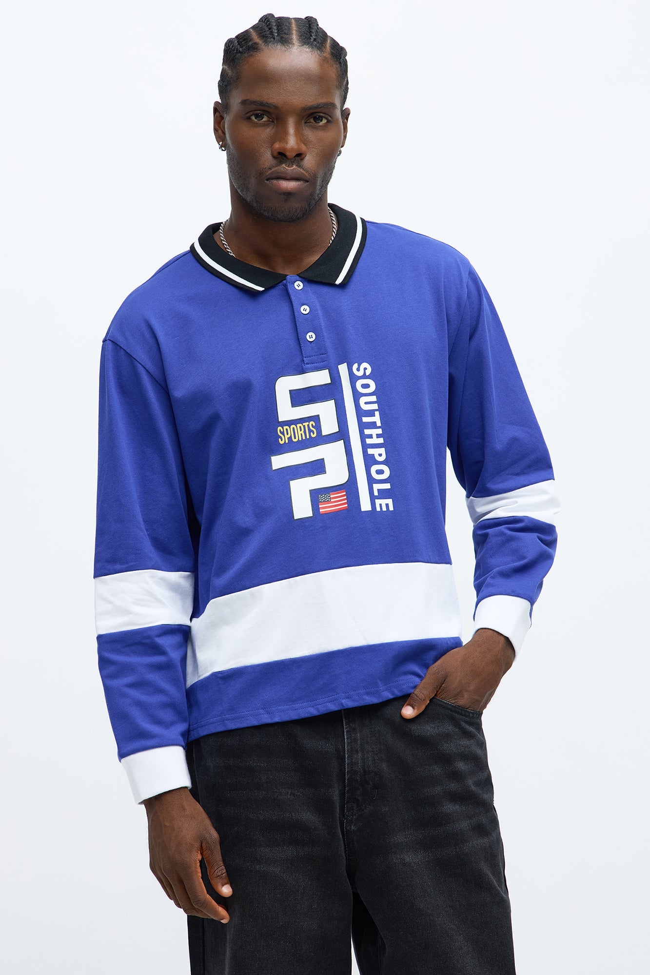 Southpole Long Sleeve Logo Polo - Royal