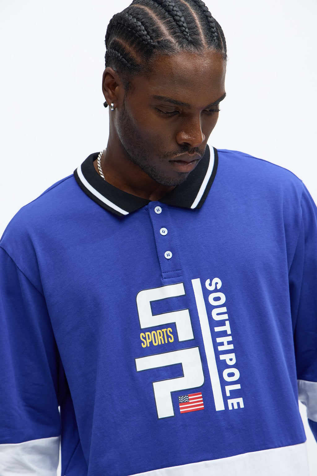 Southpole Long Sleeve Logo Polo - Royal