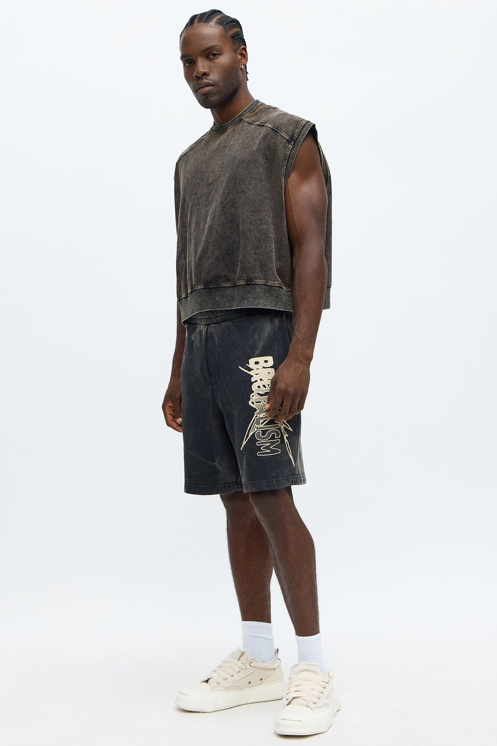 Brutalism With Stars Sweatshort - Black/combo