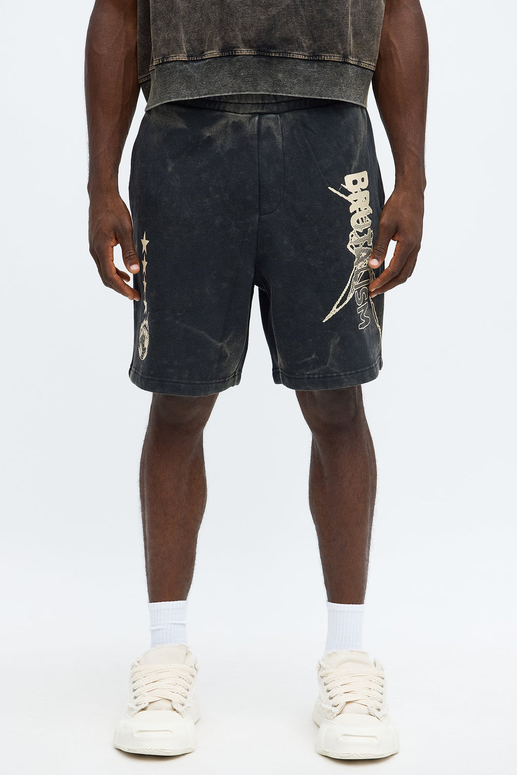Brutalism With Stars Sweatshort - Black/combo