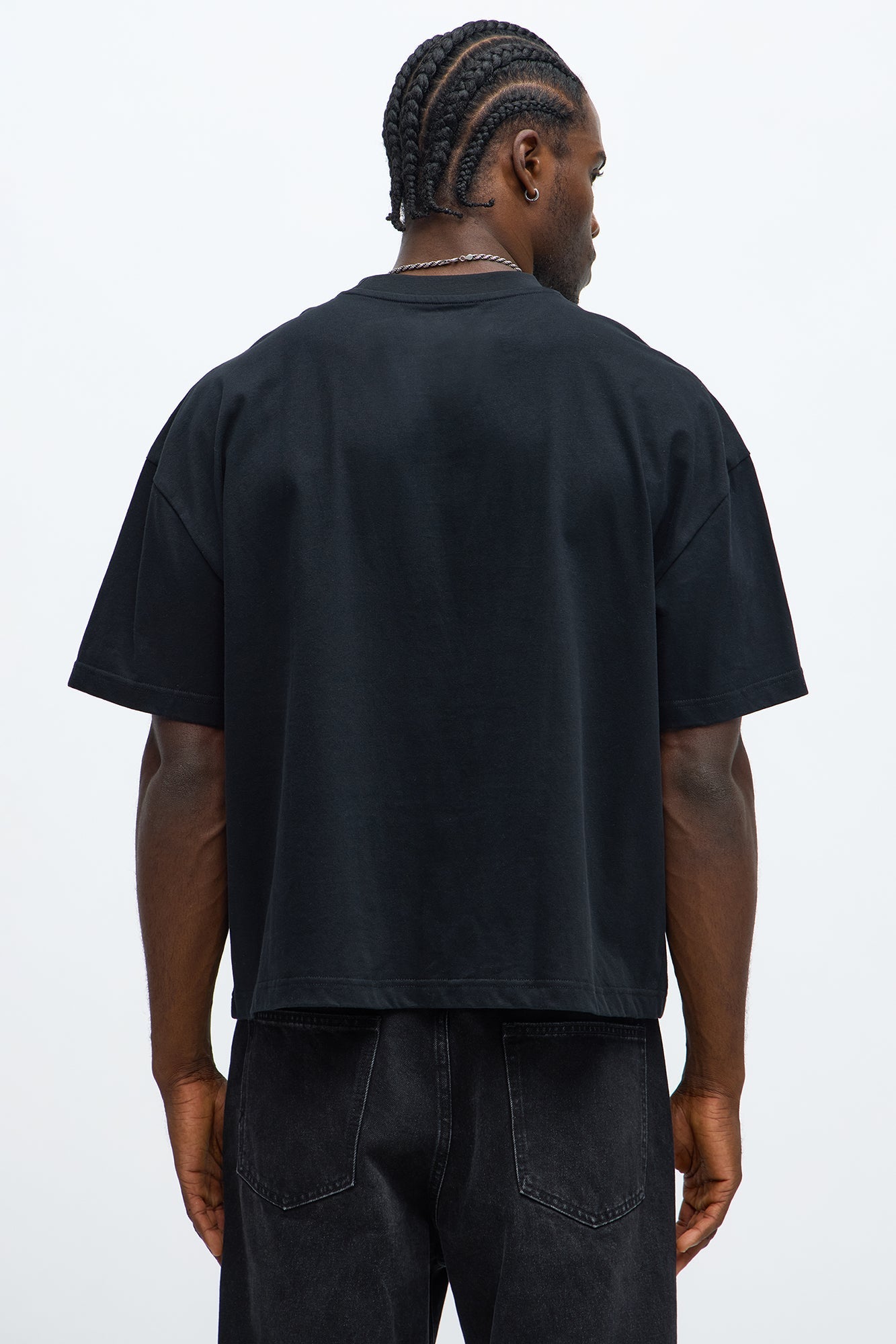 Premium Boxy Cropped Soft Cotton Tee - Black