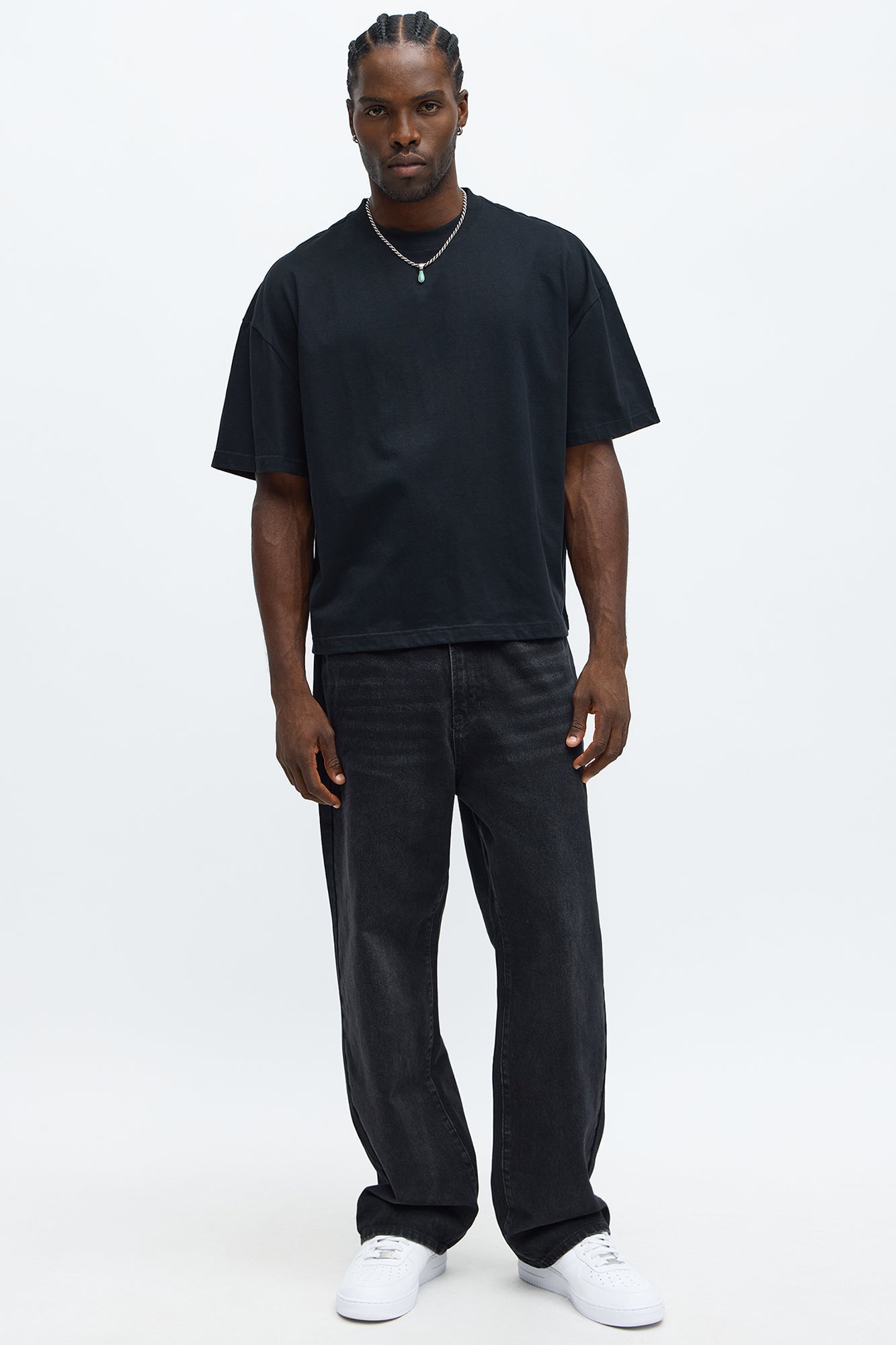 Premium Boxy Cropped Soft Cotton Tee - Black