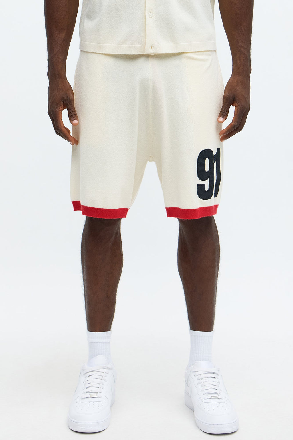 Relaxed Fit 91 Sweater Shorts - Cream