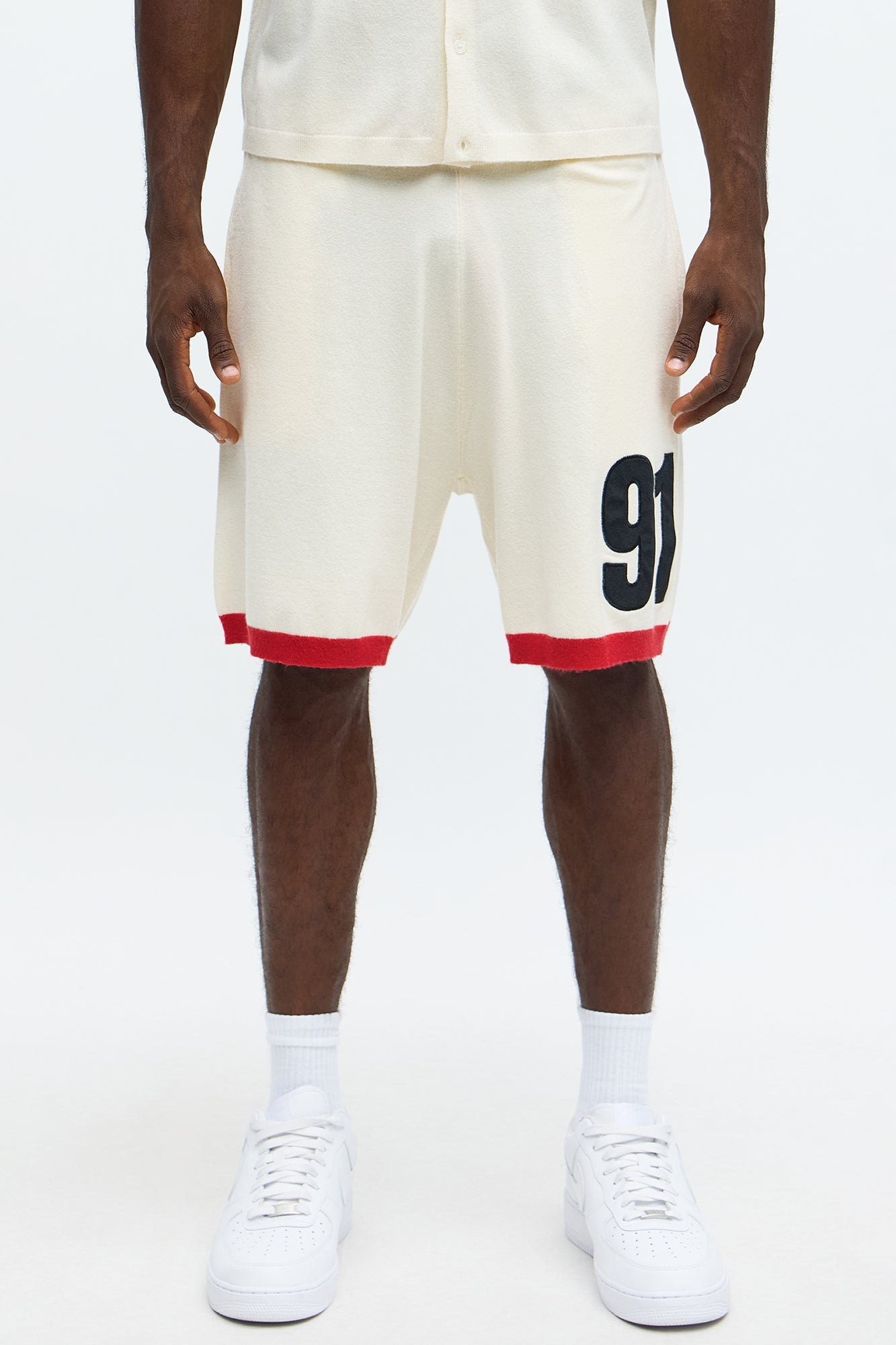 Relaxed Fit 91 Sweater Shorts - Cream