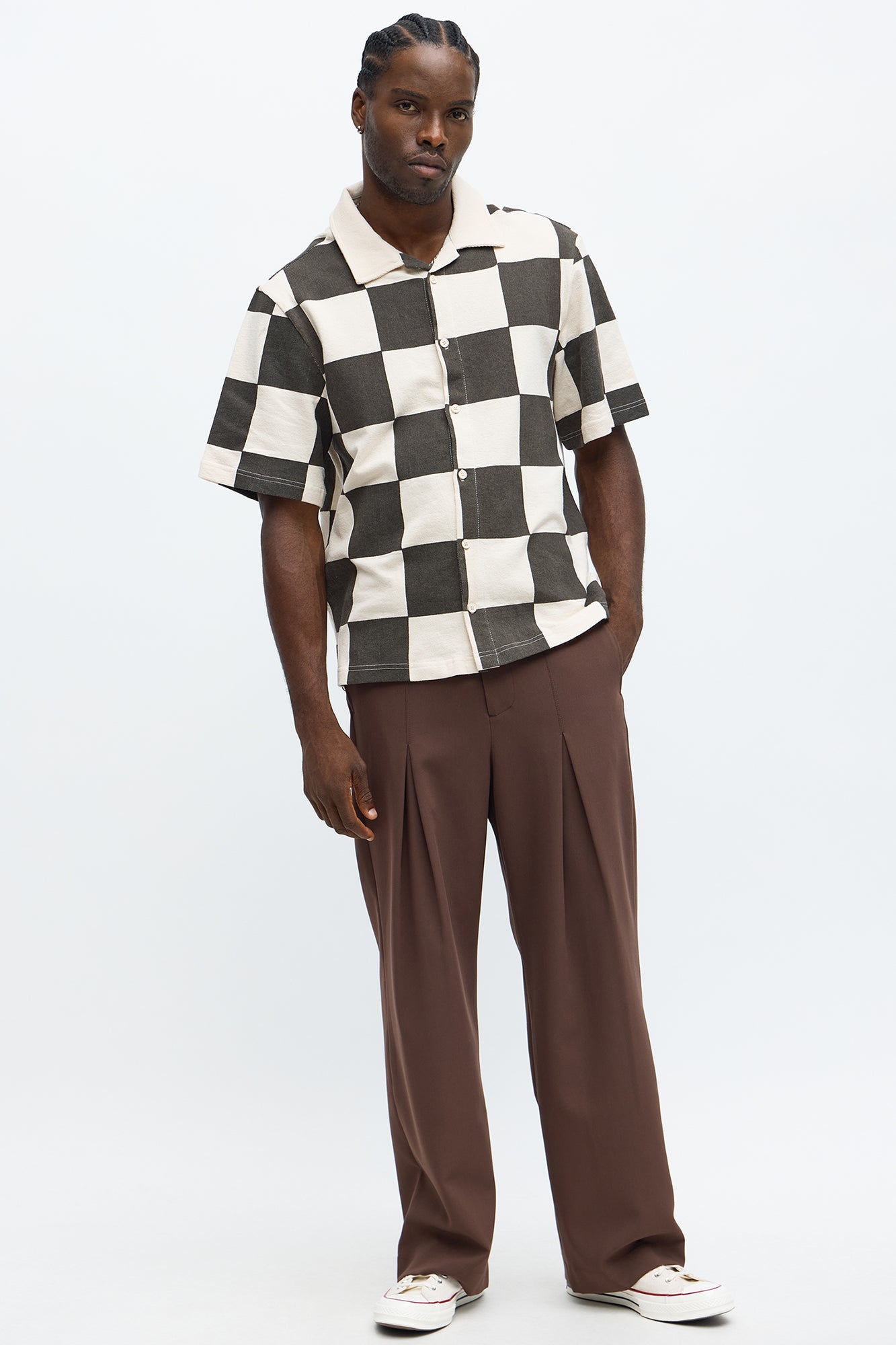 Checkered Button Up Shirt - Black/White