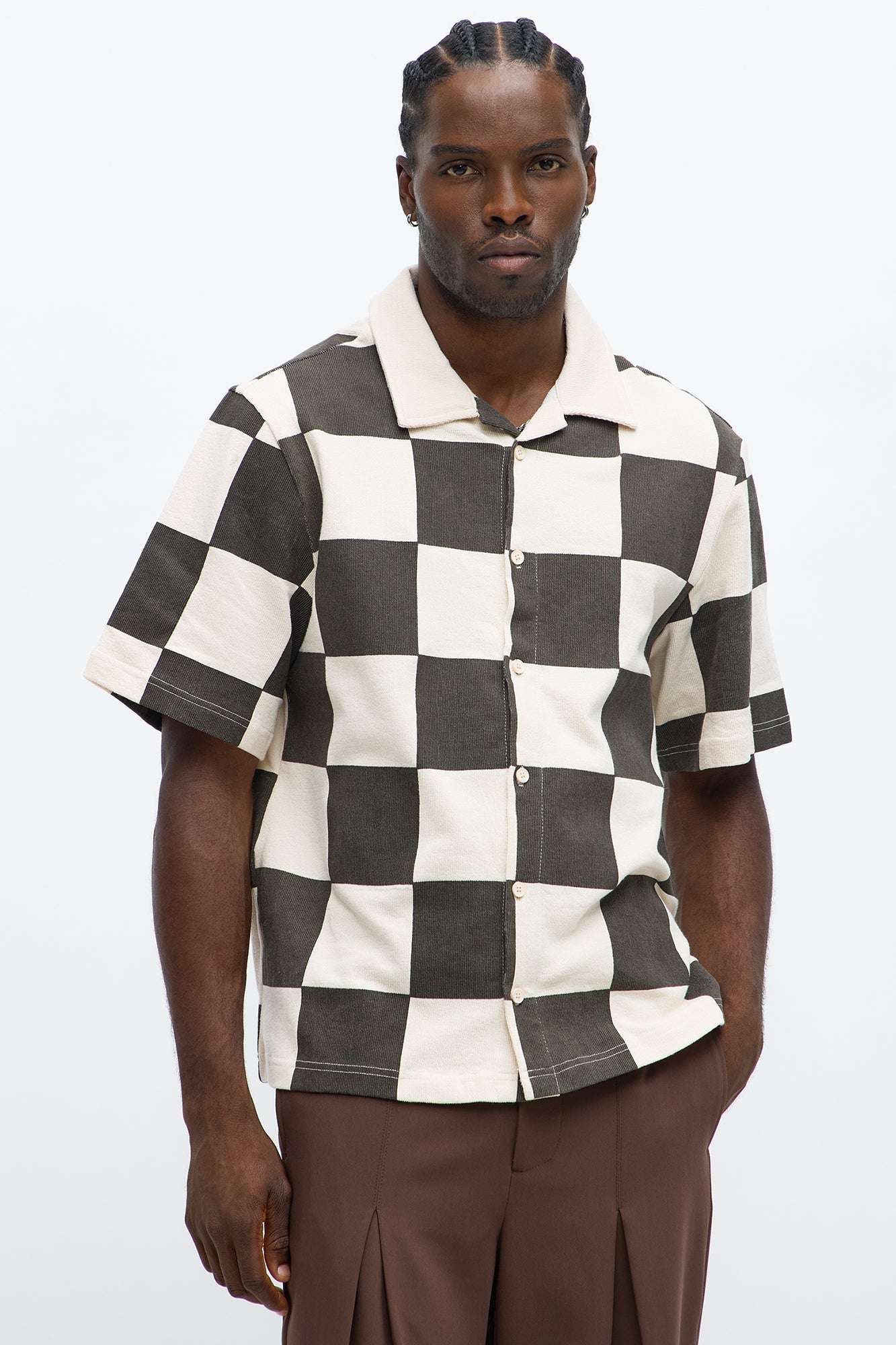 Checkered Button Up Shirt - Black/White