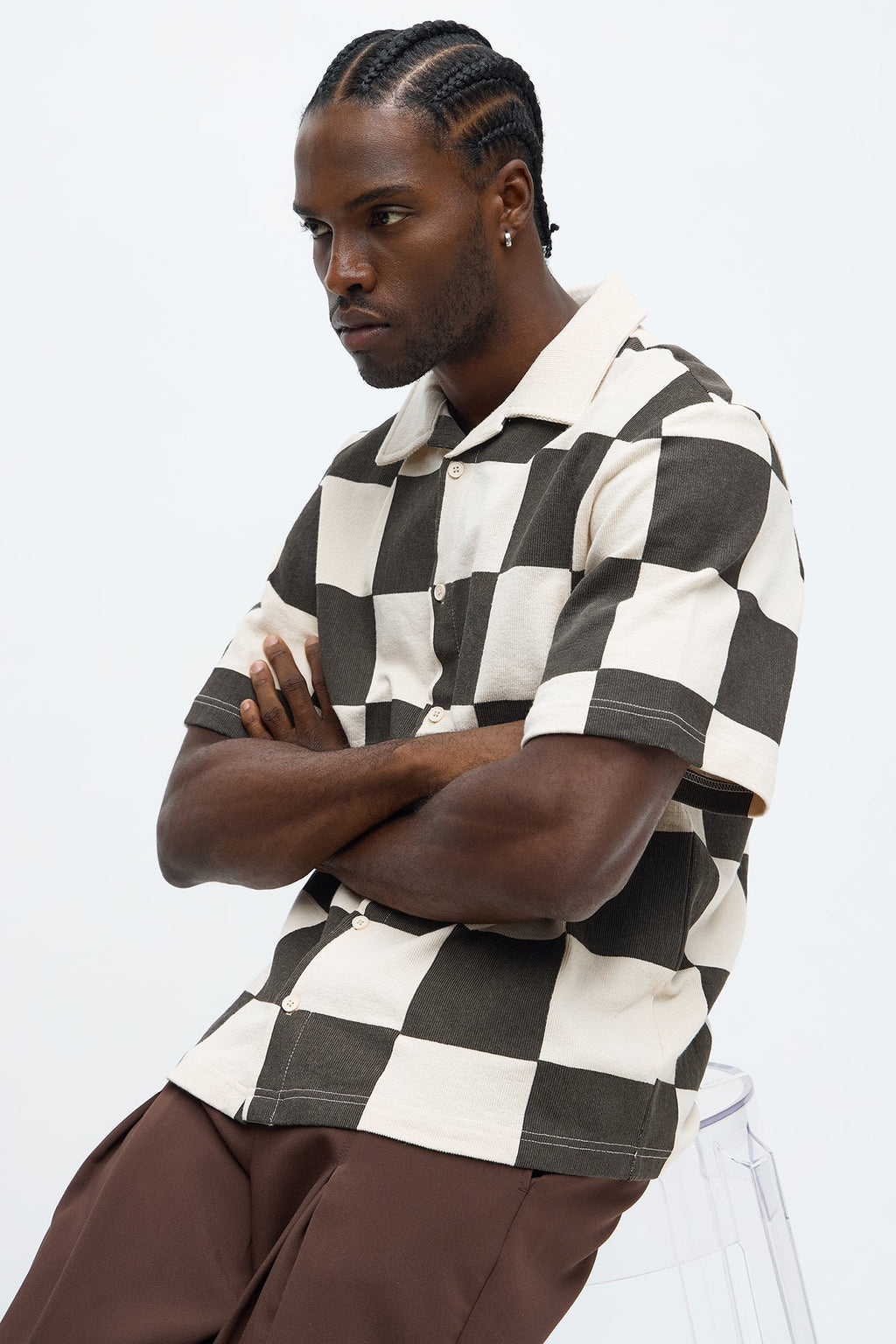 Checkered Button Up Shirt - Black/White