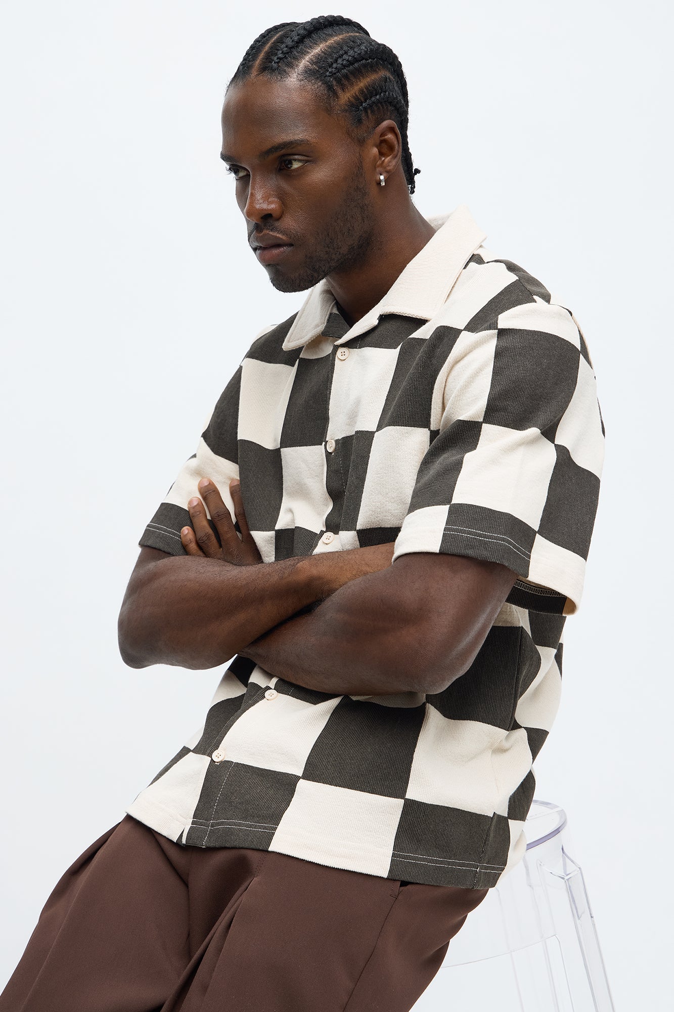 Checkered Button Up Shirt - Black/White