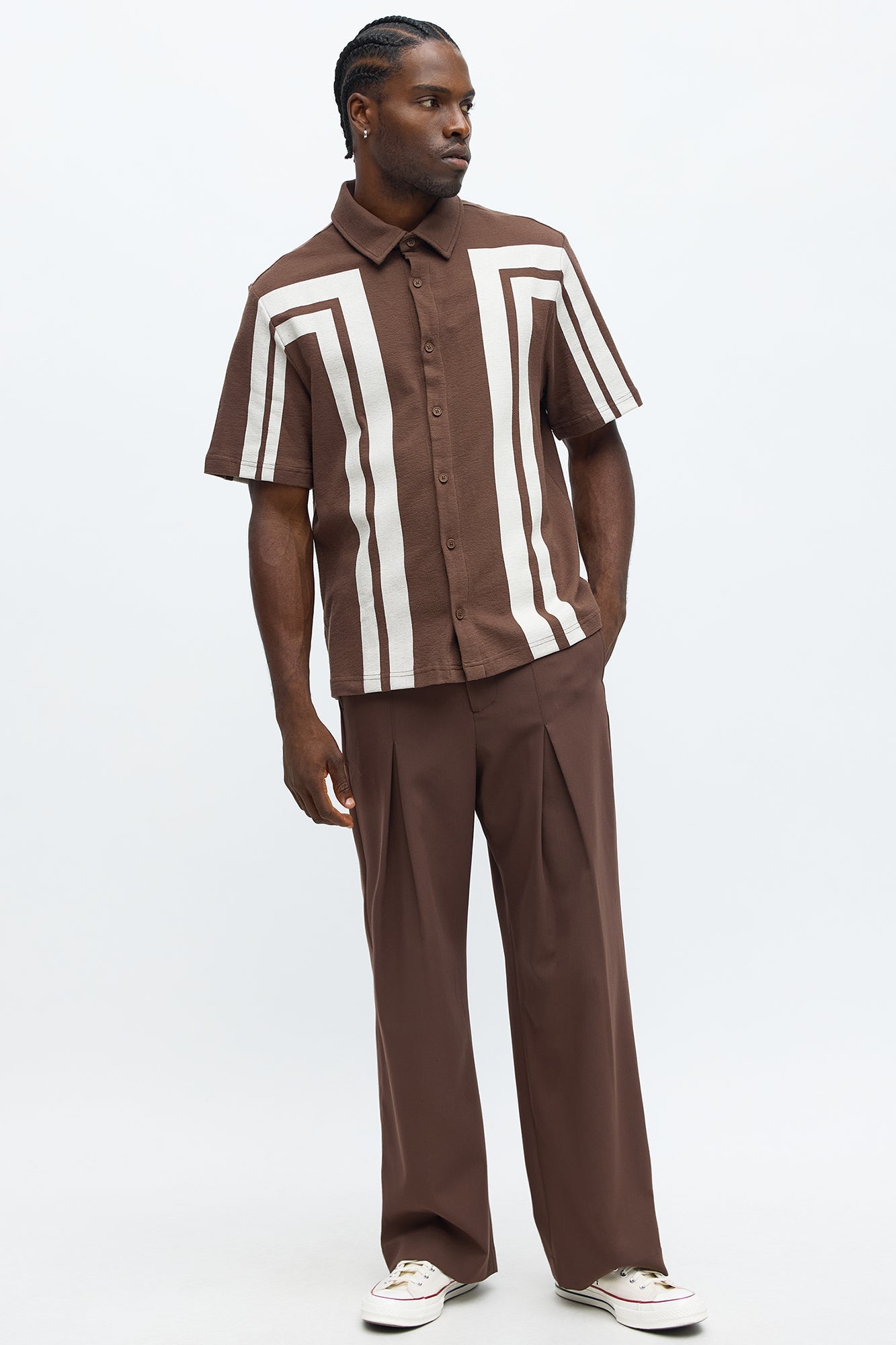 Making Ways Button Up Shirt - Brown