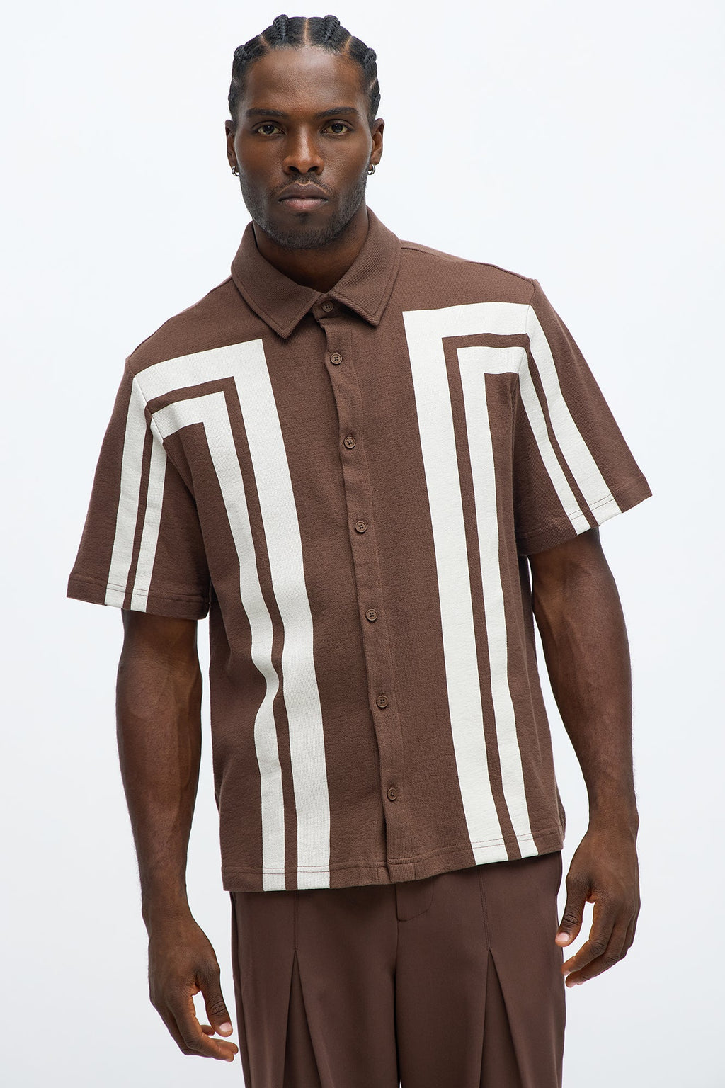 Making Ways Button Up Shirt - Brown