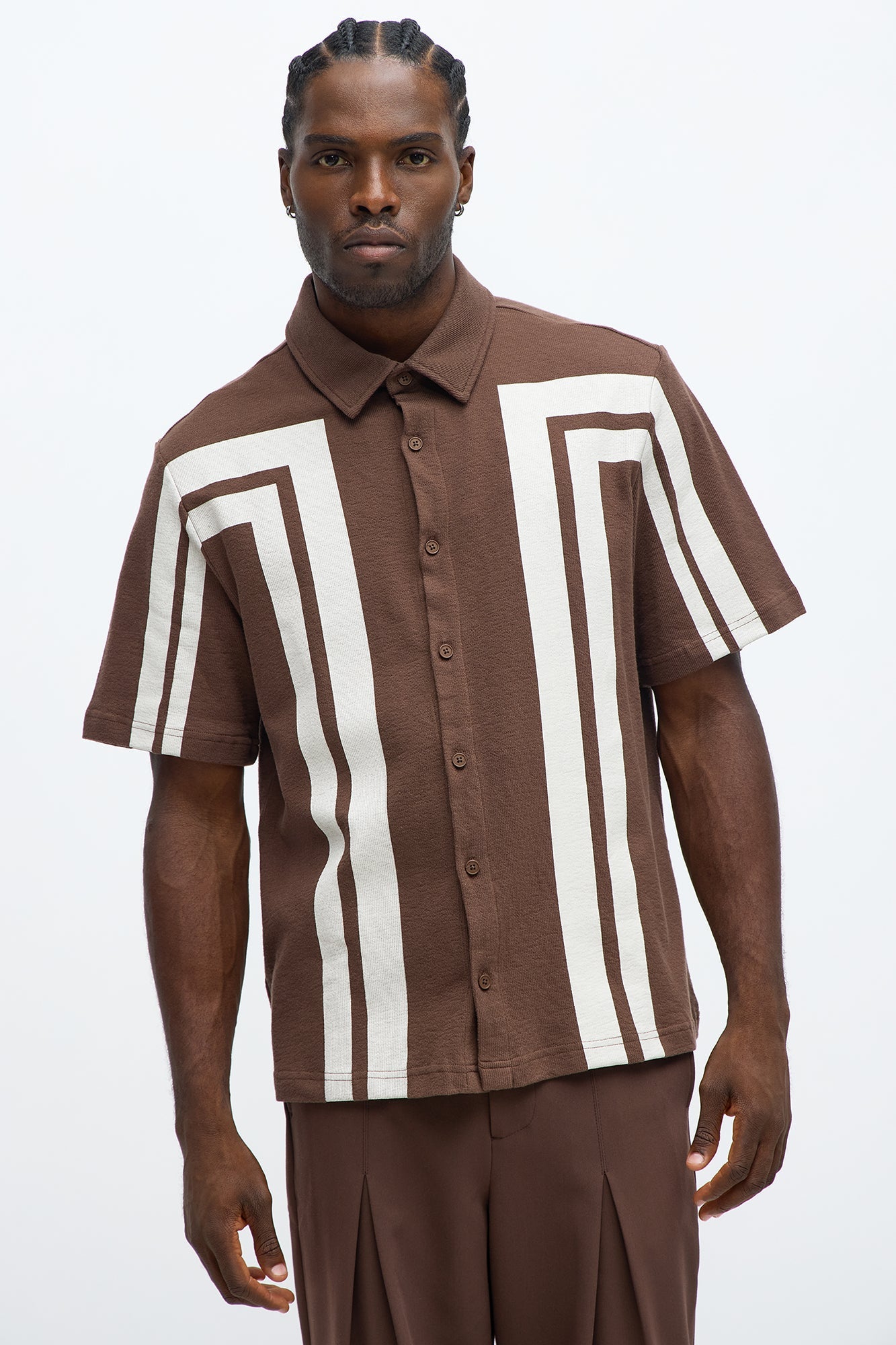 Making Ways Button Up Shirt - Brown