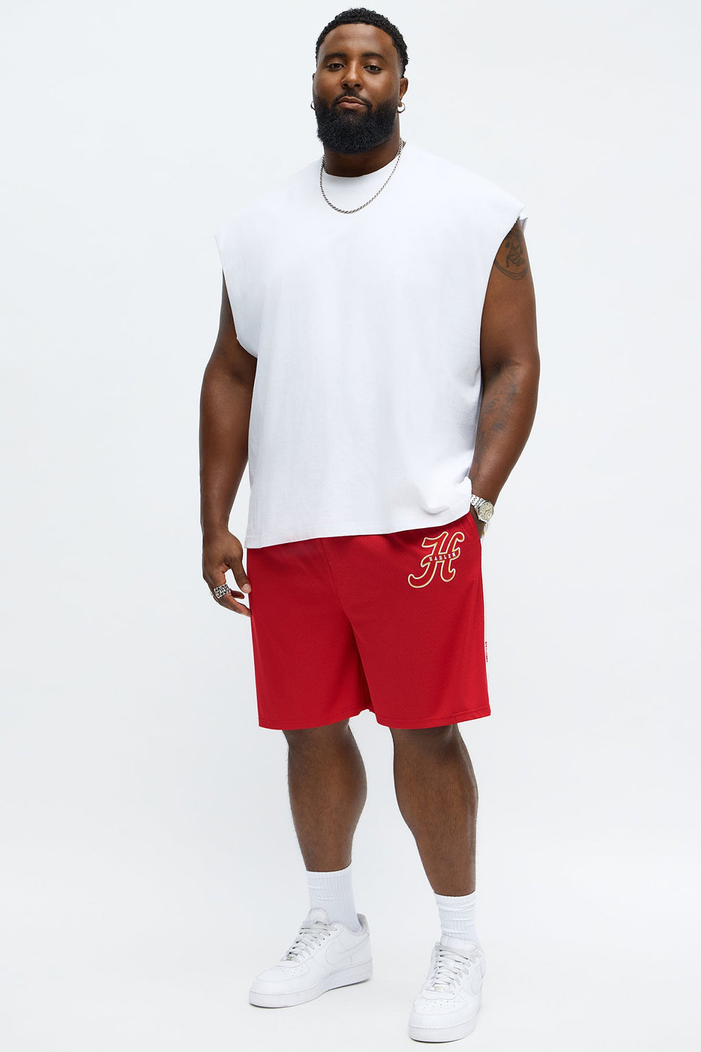 Relaxed H Button Short - Red