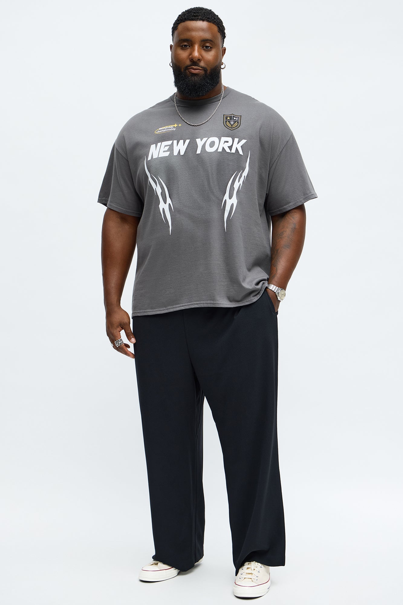 NYC La Flame Short Sleeve Tee - Charcoal
