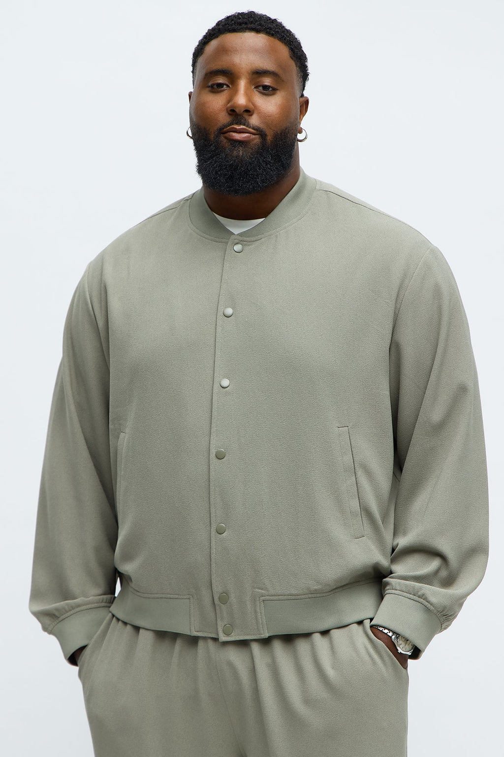 Golden Hour Relaxed Bomber Jacket - Sage