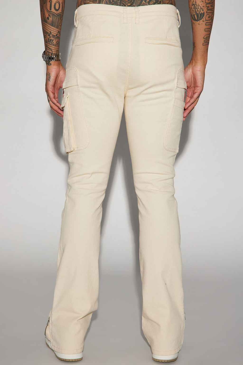 On A Good One Stacked Skinny Flare Jeans - Cream