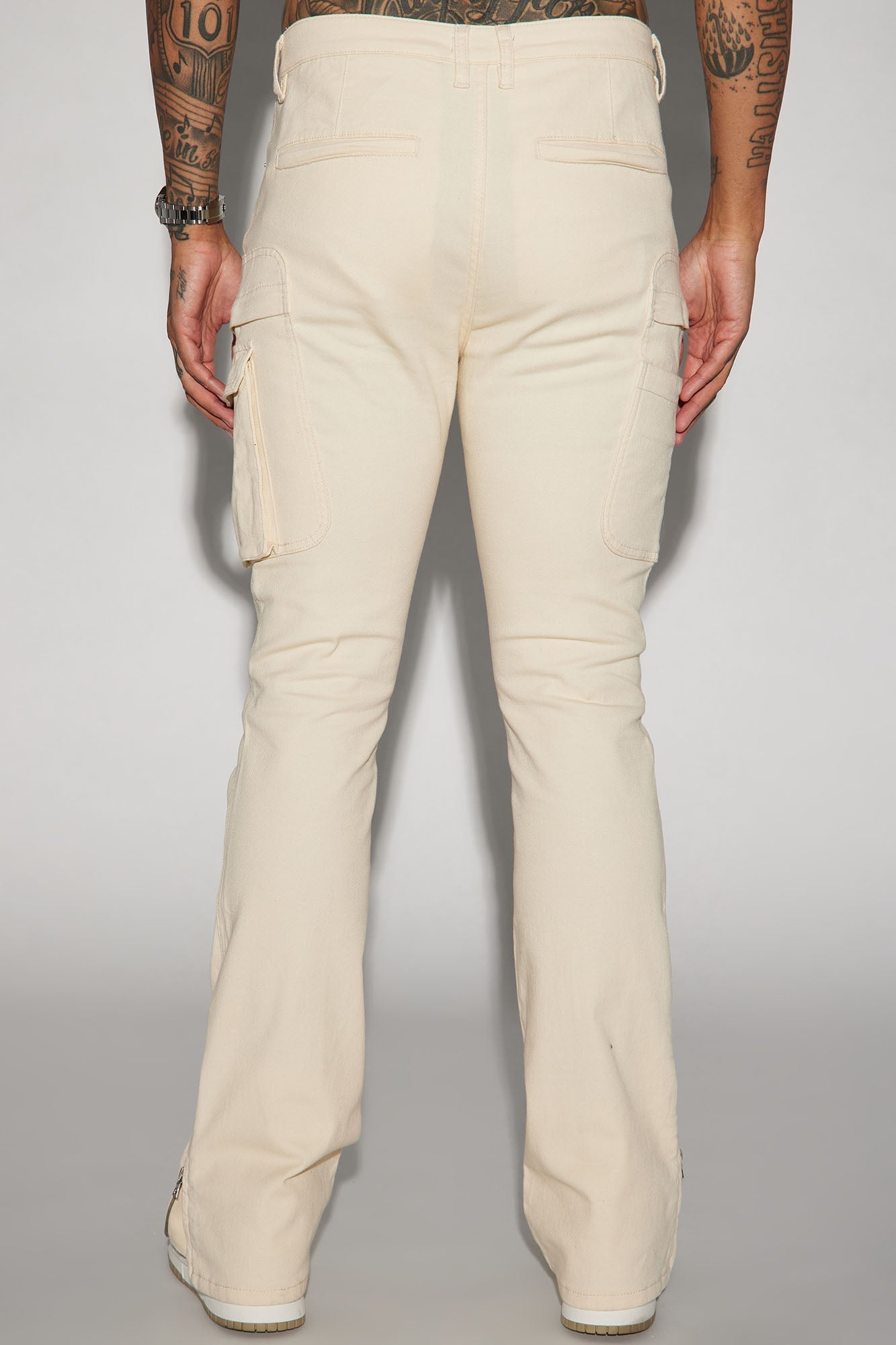On A Good One Stacked Skinny Flare Jeans - Cream