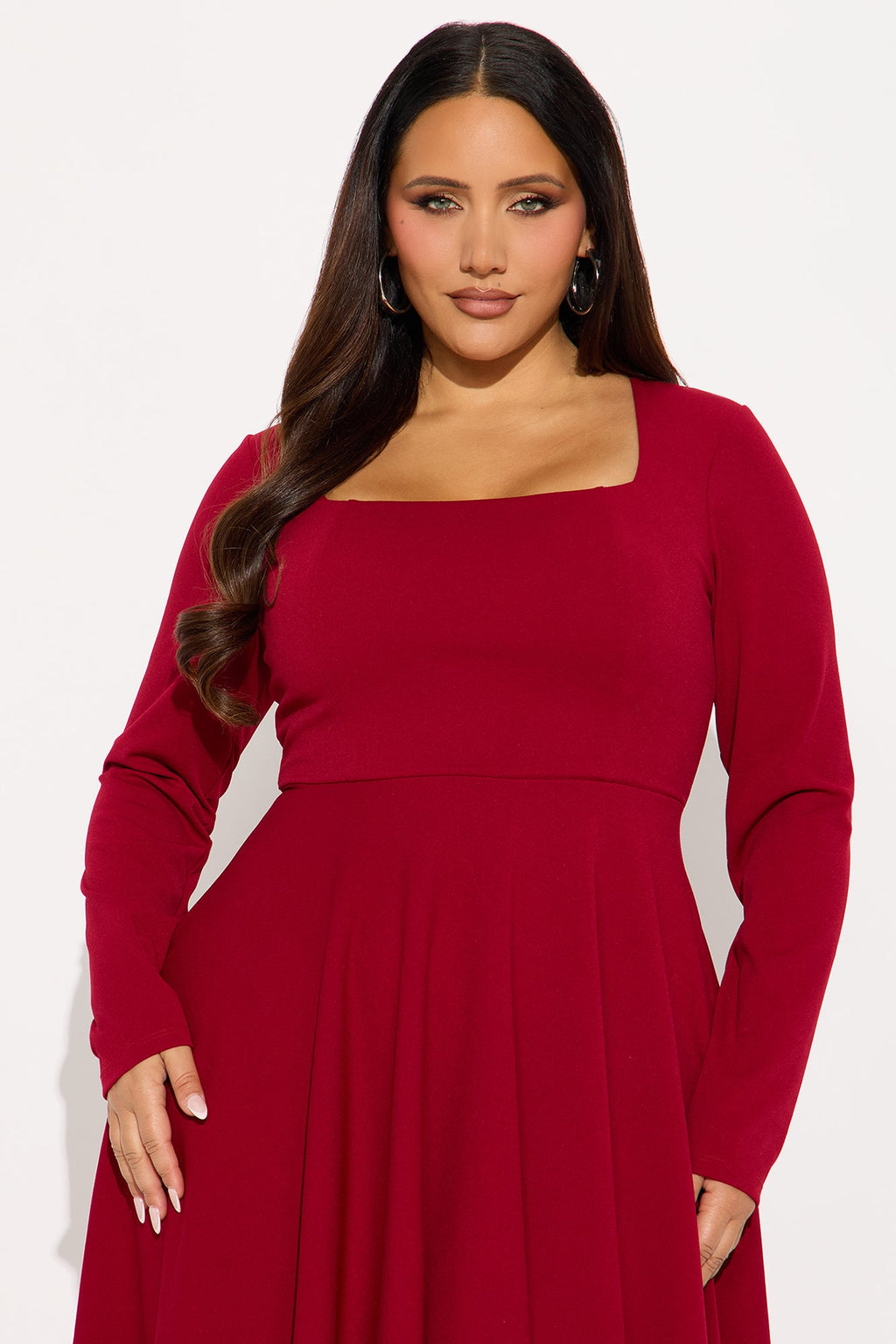 Alena Long Sleeve Midi Dress - Wine