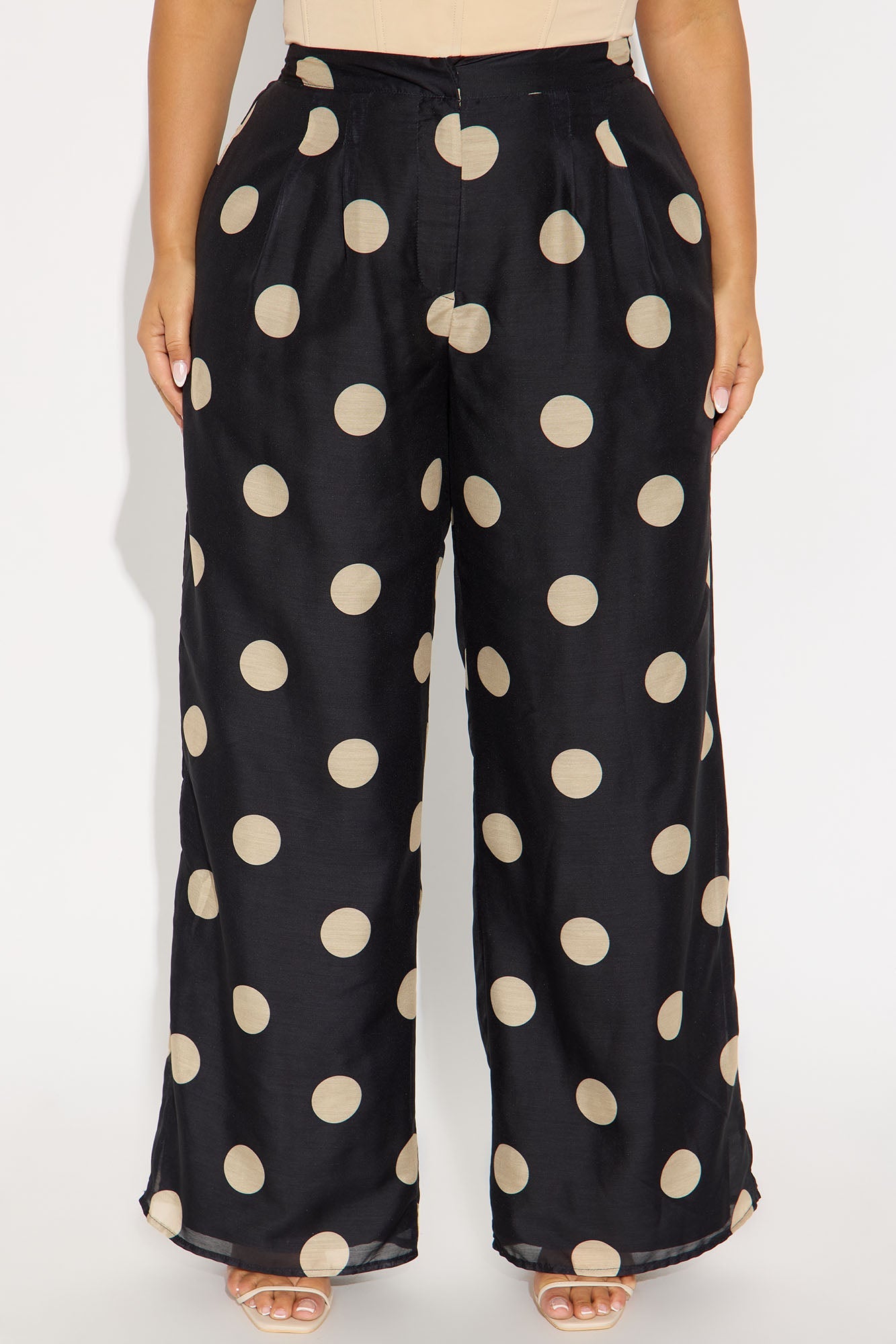 Missy High Rise Wide Leg Polka Dot Pant - Black/combo