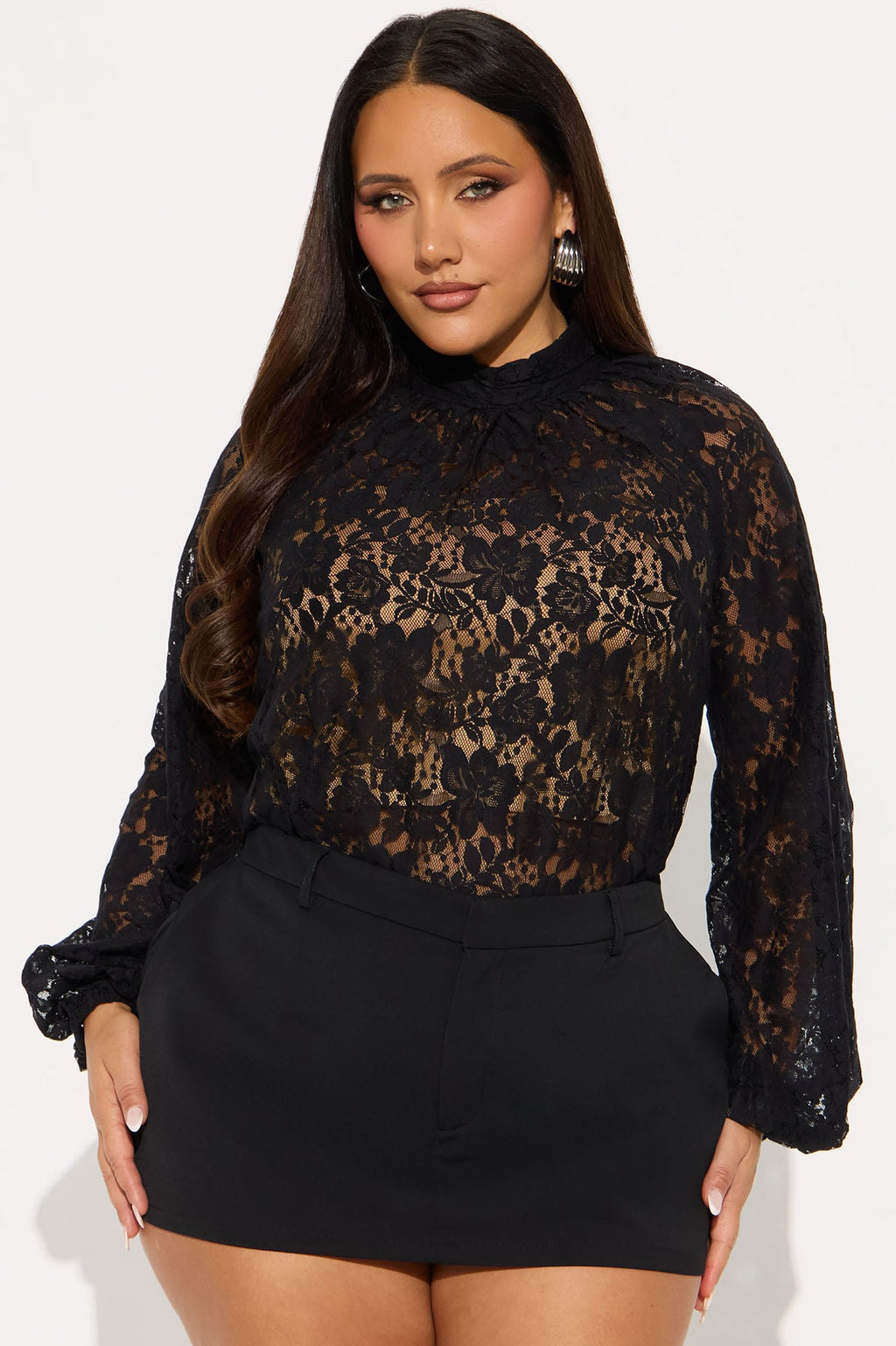 Finer Taste 2 Piece Lace Shirt Set - Black