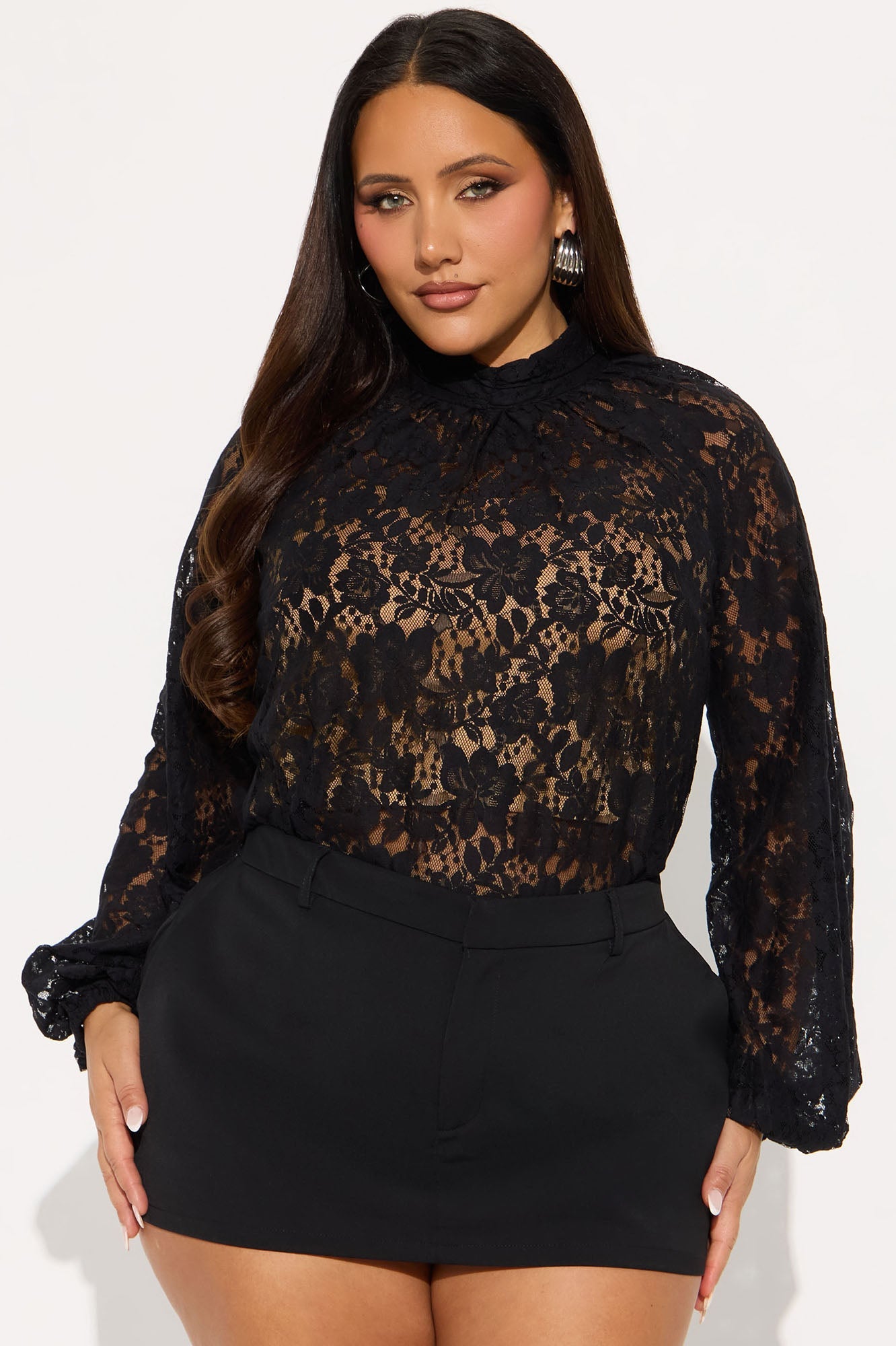 Finer Taste 2 Piece Lace Shirt Set - Black