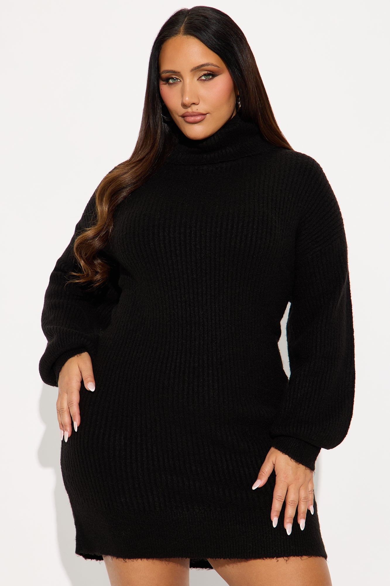 Tall Karina Sweater Mini Dress - Black