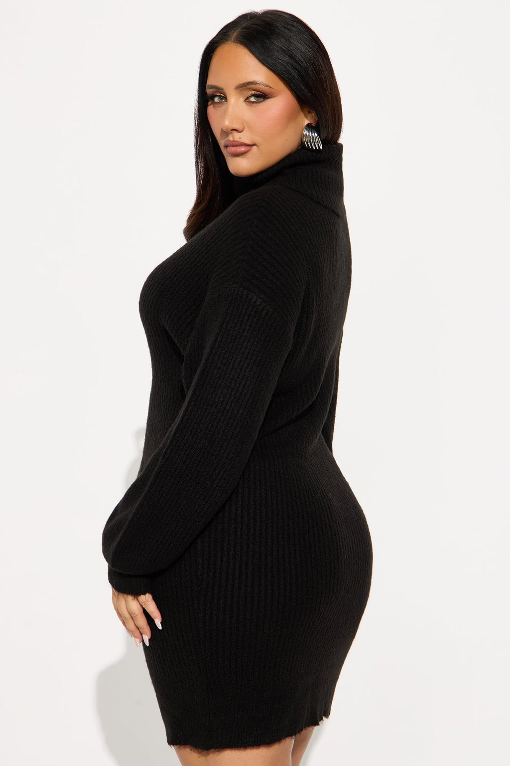 Tall Karina Sweater Mini Dress - Black