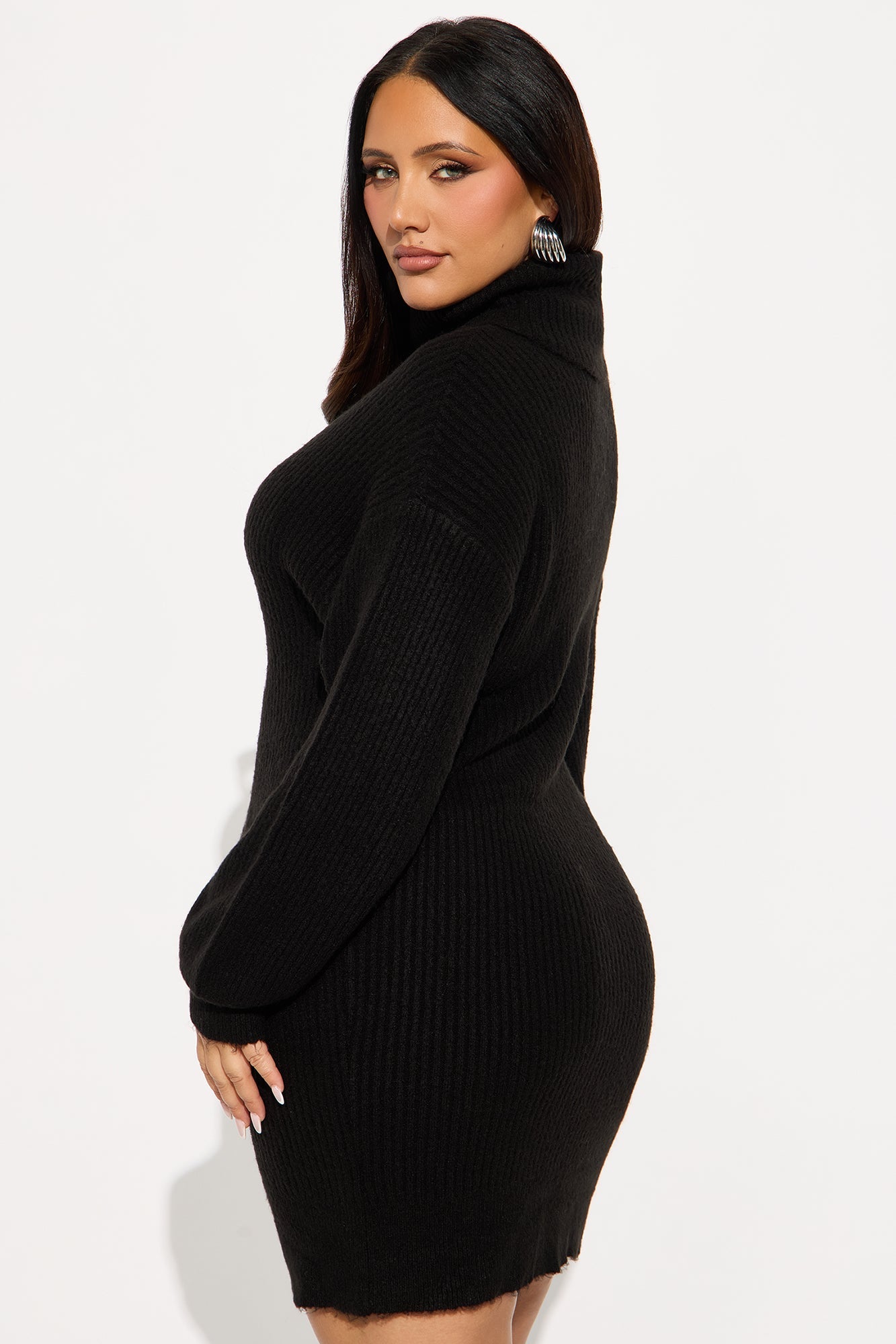 Tall Karina Sweater Mini Dress - Black