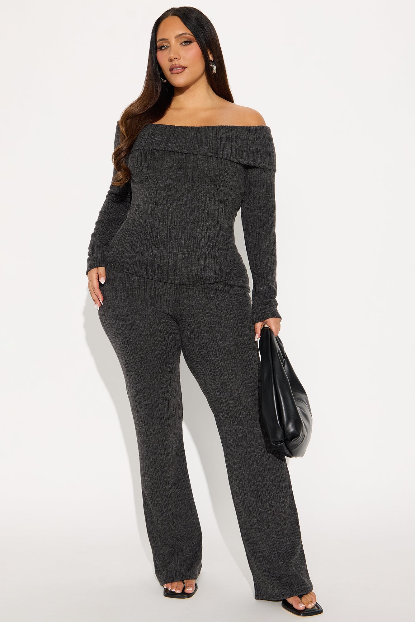 Cici Off Shoulder Pant Set - Black