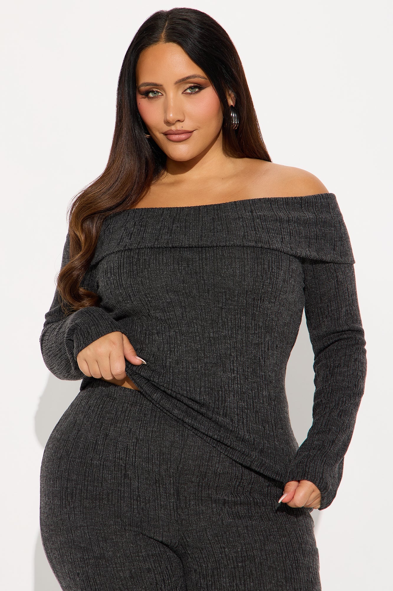 Cici Off Shoulder Pant Set - Black