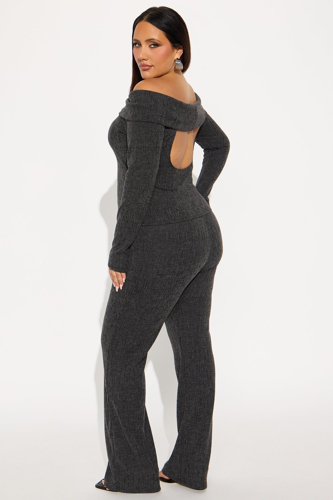 Cici Off Shoulder Pant Set - Black