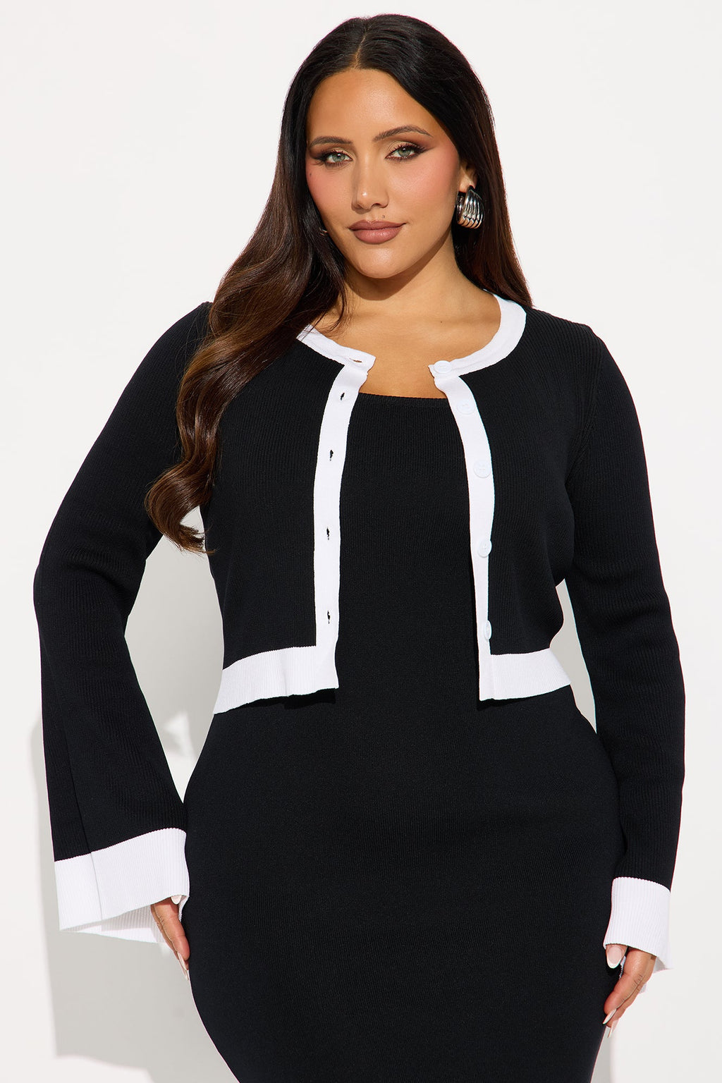 All I Want Sweater Midi Dress Set - Black/White