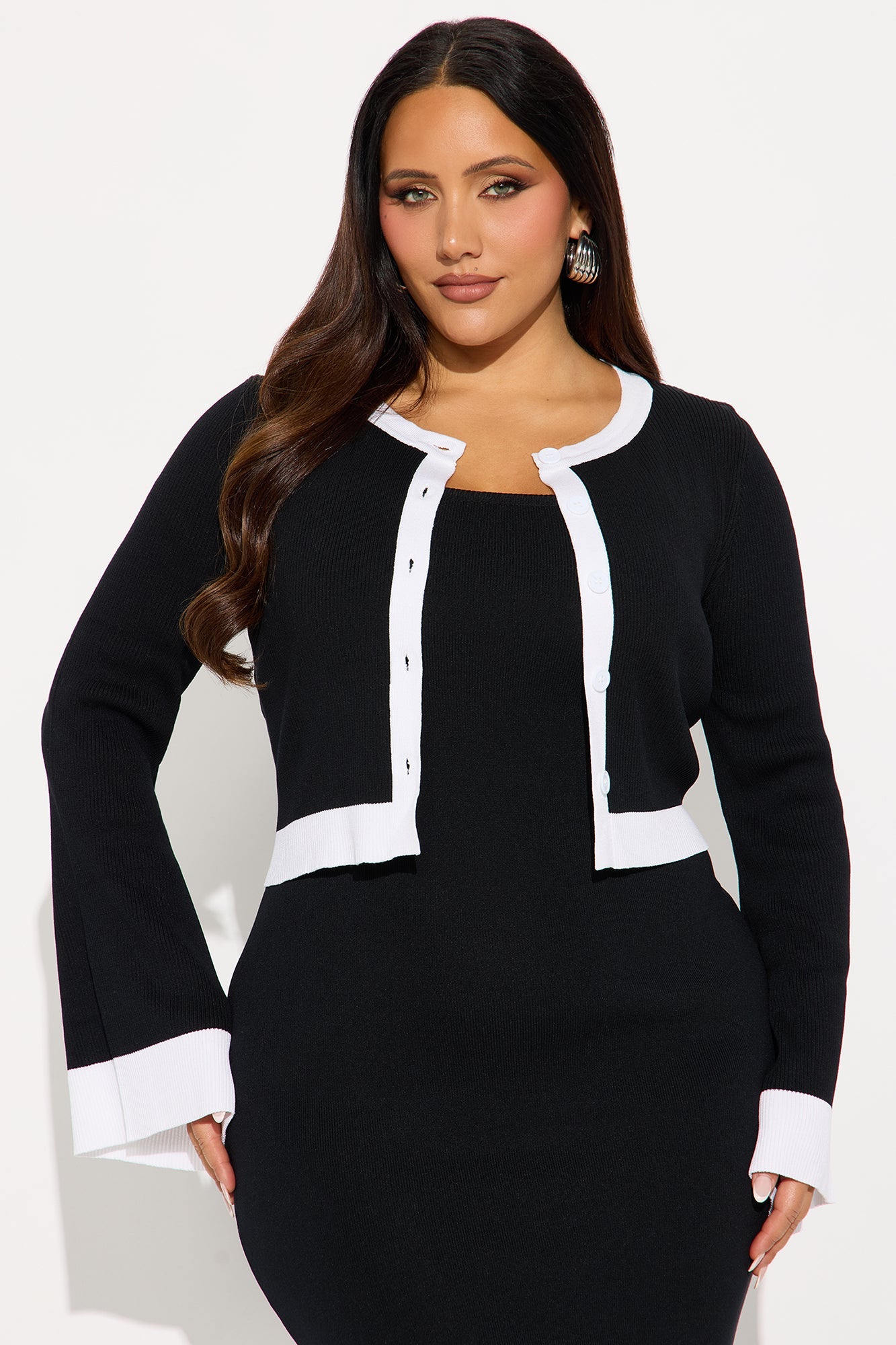All I Want Sweater Midi Dress Set - Black/White