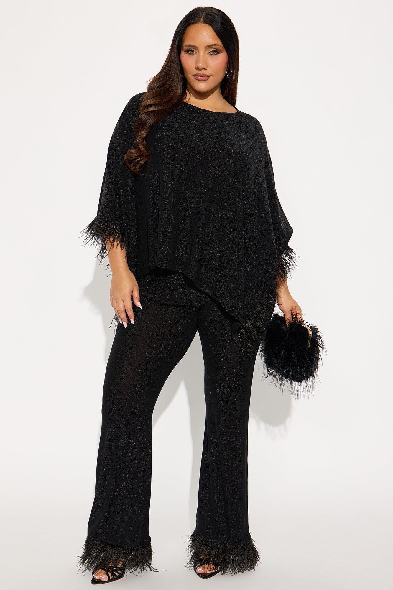 Patricia Slinky Feather Jumpsuit - Black