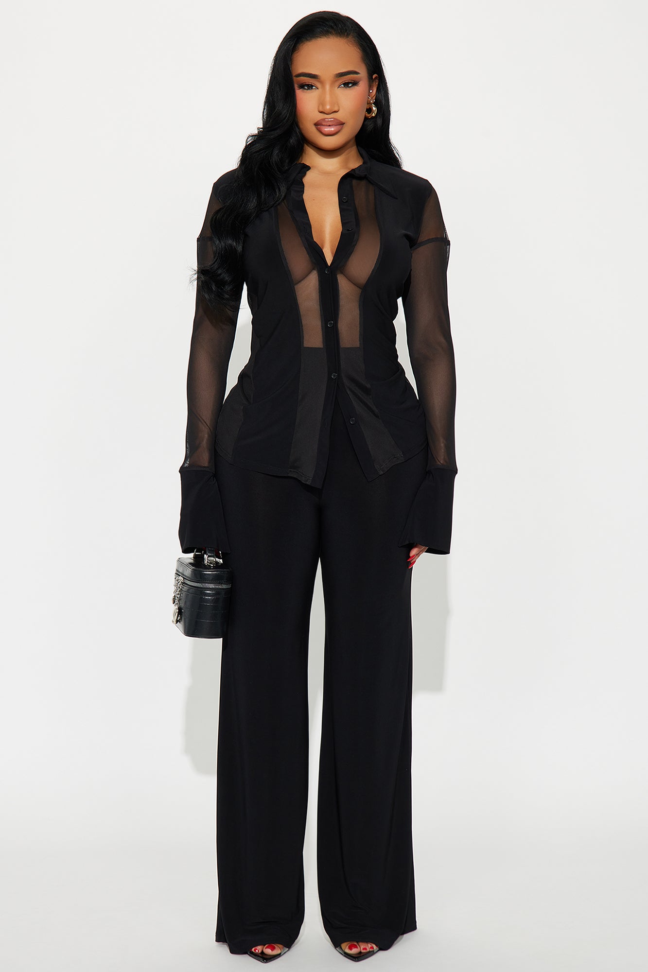 Rowen Classic Sheer Pant Set - Black