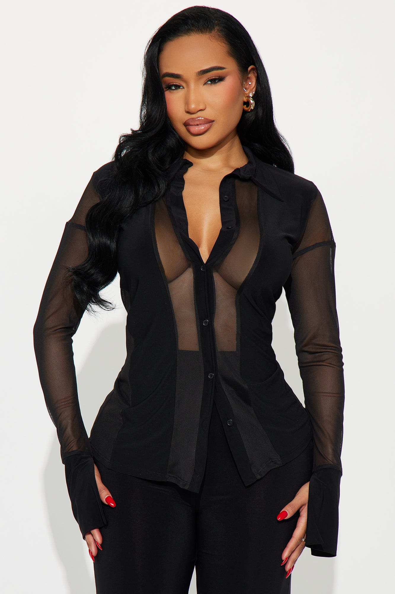 Rowen Classic Sheer Pant Set - Black