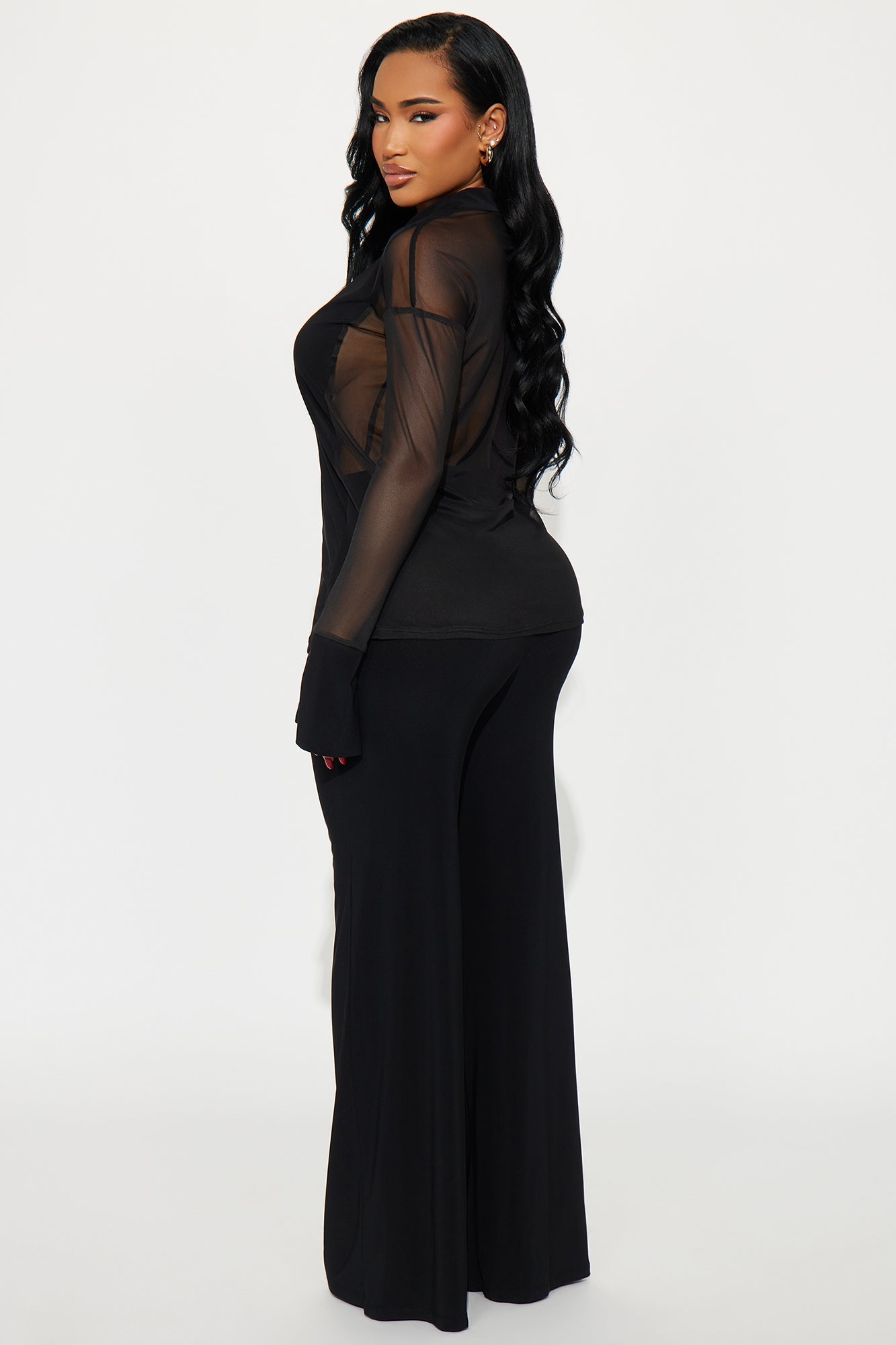 Rowen Classic Sheer Pant Set - Black